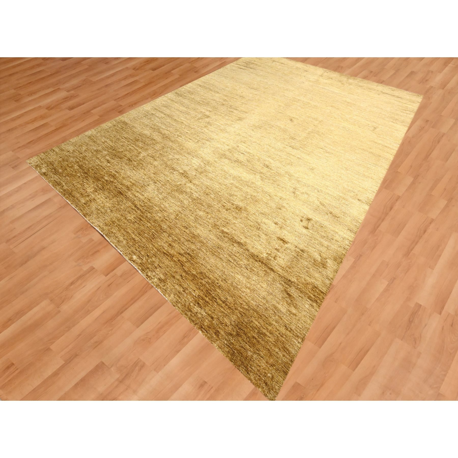 9'x12'1" Copper Brown, Plain Solid Design, Soft to the Touch, Pure Sari Silk, Lush and Plush, Hand Knotted, Oriental Rug Sh76072