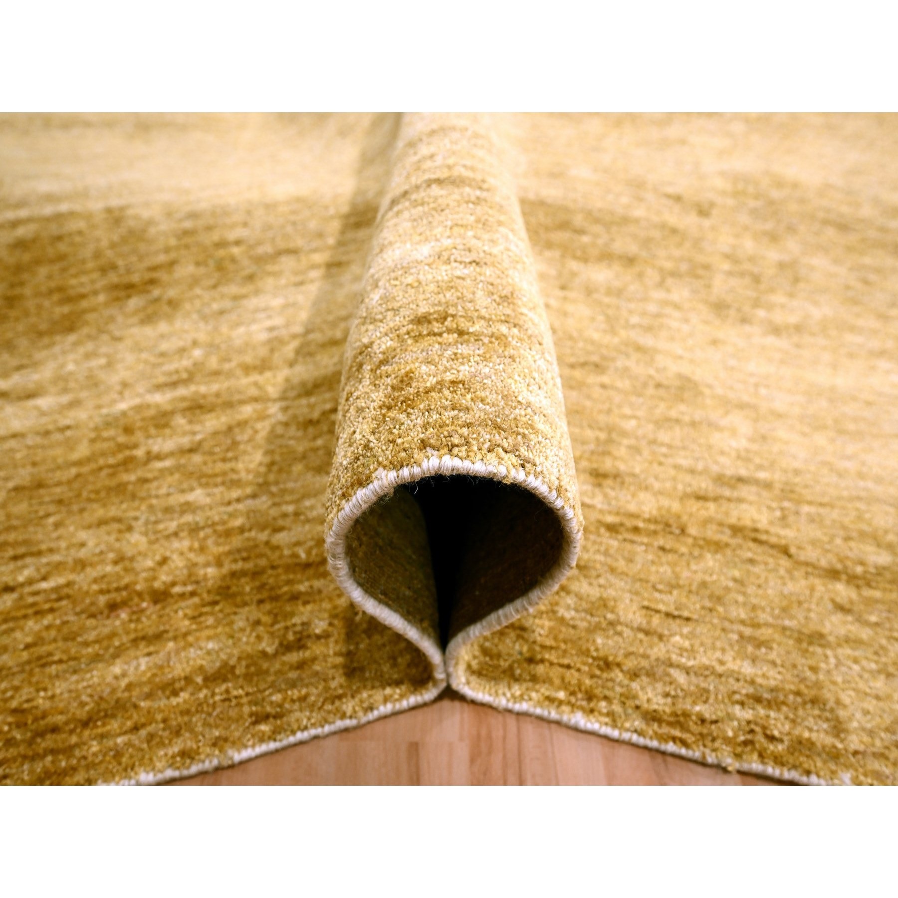 9'x12'1" Copper Brown, Plain Solid Design, Soft to the Touch, Pure Sari Silk, Lush and Plush, Hand Knotted, Oriental Rug Sh76072