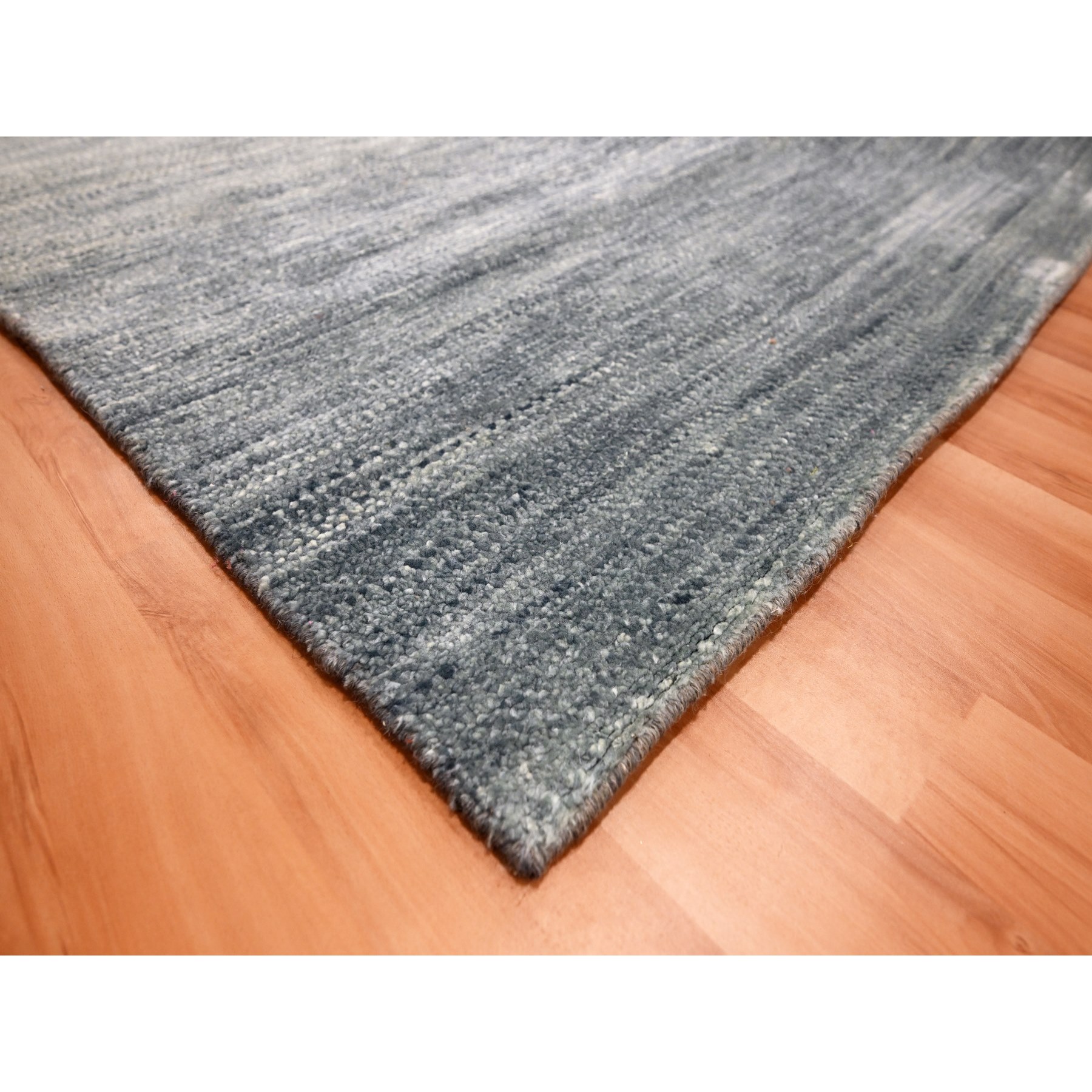 9'1"x12'2" Shades of Gray, Modern Plain Design, 100% Wool, Hand Knotted, Oriental Rug Sh76076