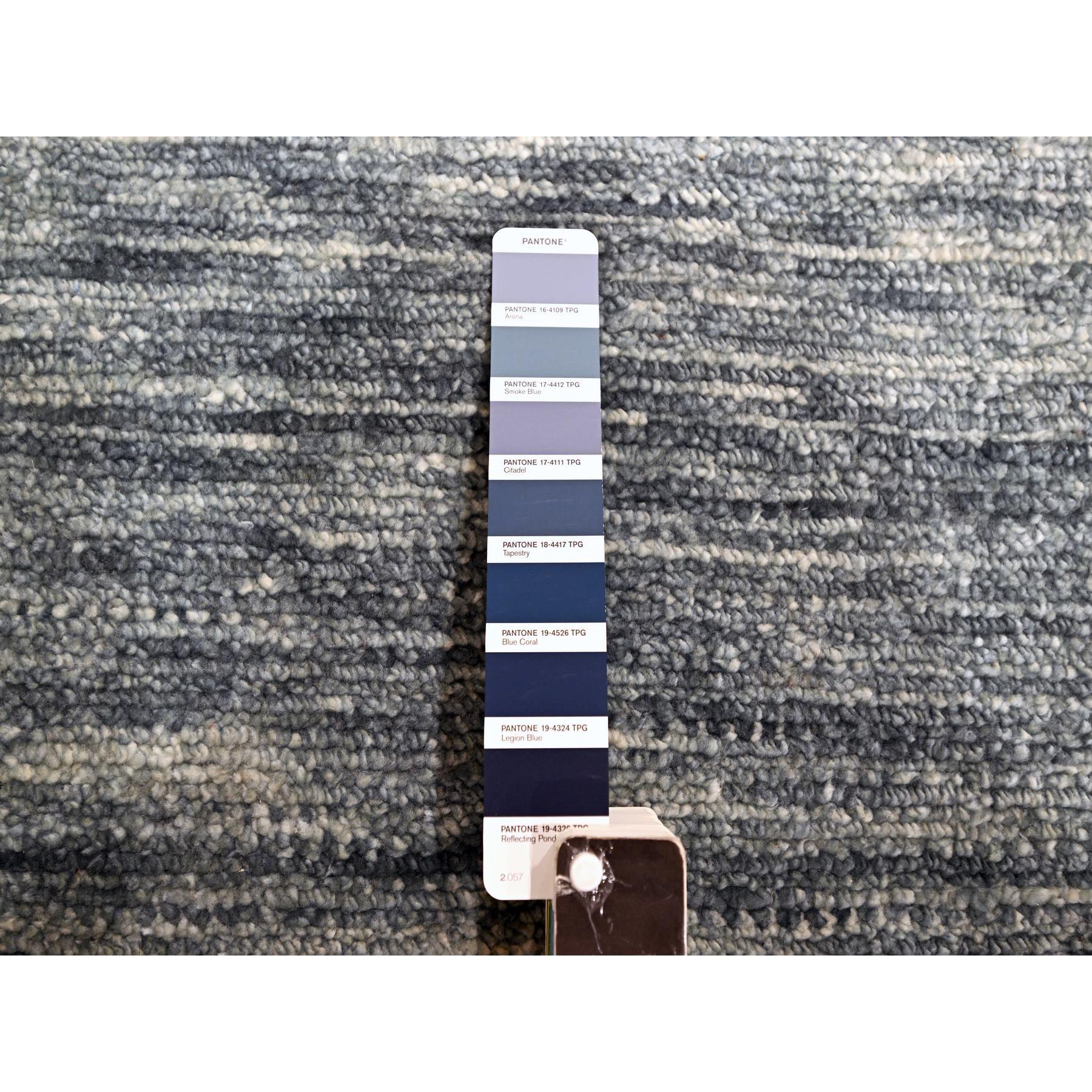 9'1"x12'2" Shades of Gray, Modern Plain Design, 100% Wool, Hand Knotted, Oriental Rug Sh76076