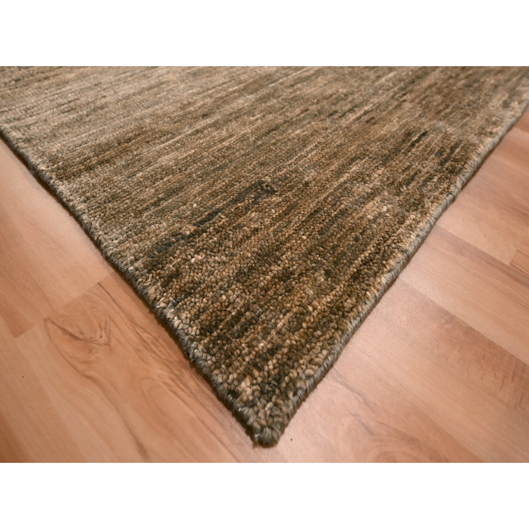 9'4"x12'4" Shades of Brown, Densely Woven, Modern Plain Design, 100% Wool, Borderless, Hand Knotted, Oriental Rug Sh76078