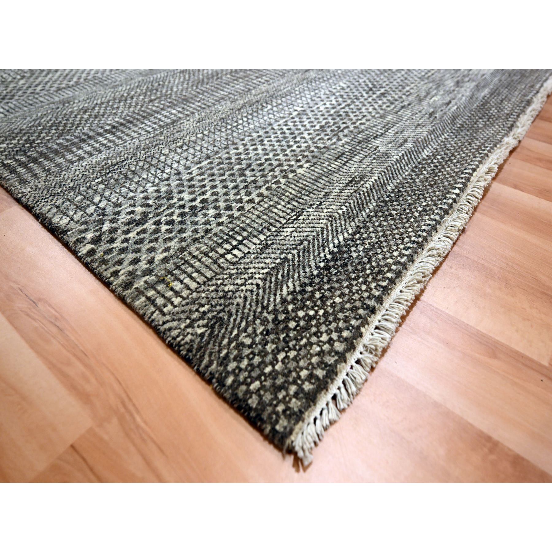 8'x10' Mocha Brown, Modern Grass Design, Hand Knotted, Borderless, Undyed Natural Wool, Lush and Plush, Tone on Tone, Oriental Rug Sh76084