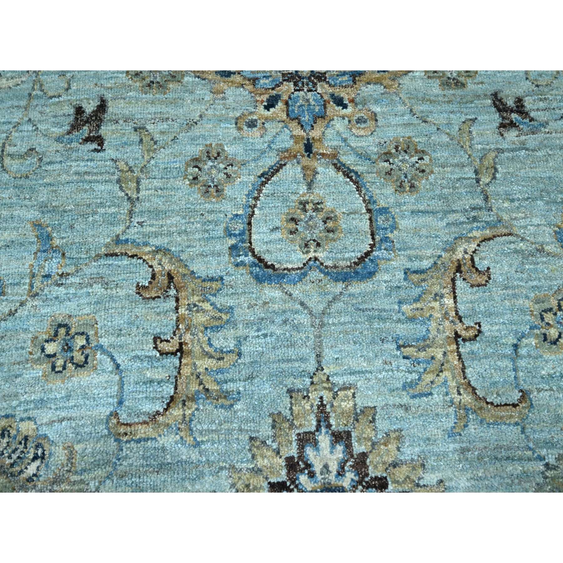 12'x18'1" Crystal Blue, Agra, Shah Abbas Flower Vines Design, Natural Dyes, Hand Knotted, Luxurious Wool, Denser Weave, Oversized, Oriental Rug Sh76106