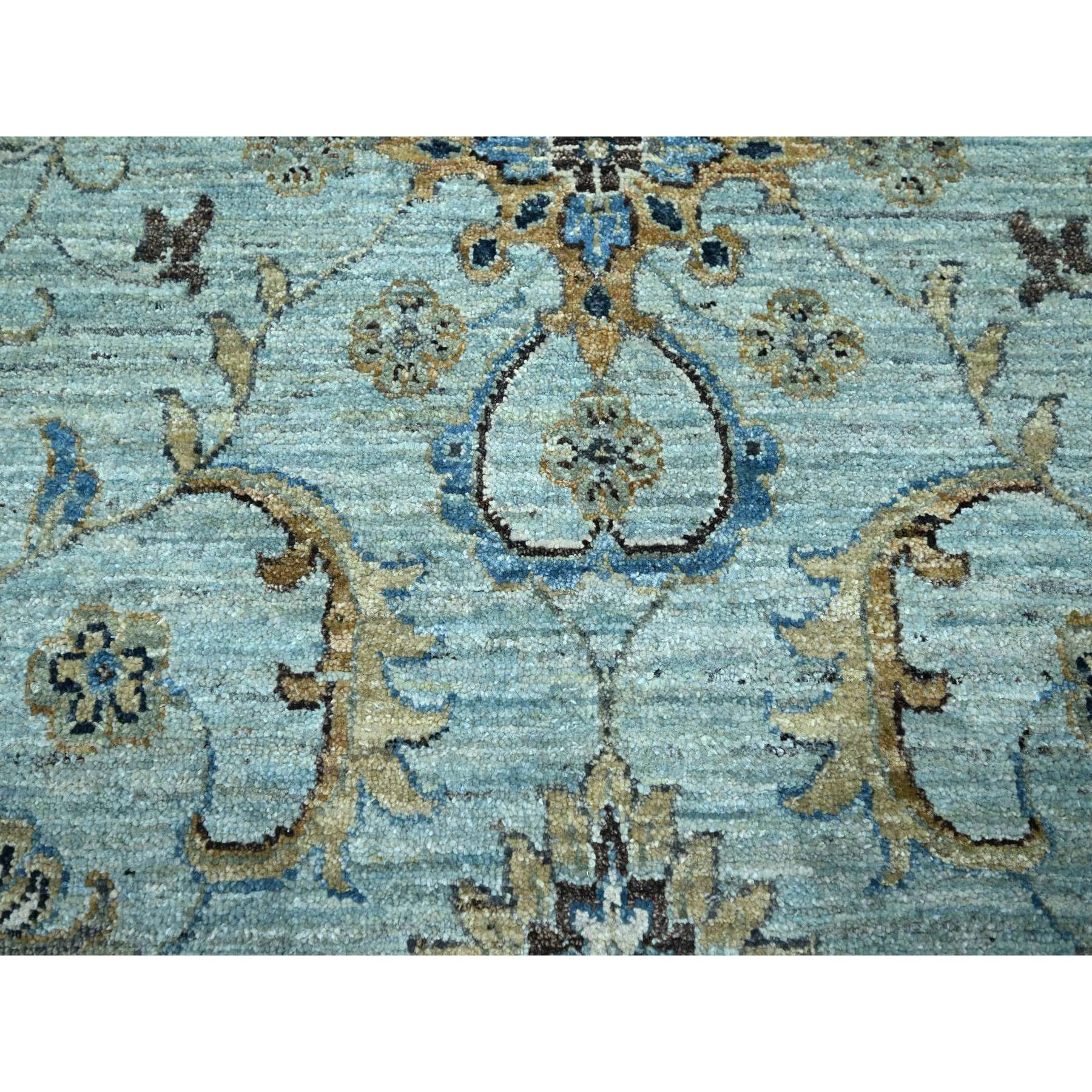 11'10"x11'10" Sapphire Blue, Agra, Shah Abbas Flower Vines Design, Denser Weave, Veggie Dyes, Hand Knotted, Luxurious Wool, Round, Oriental Rug Sh76110