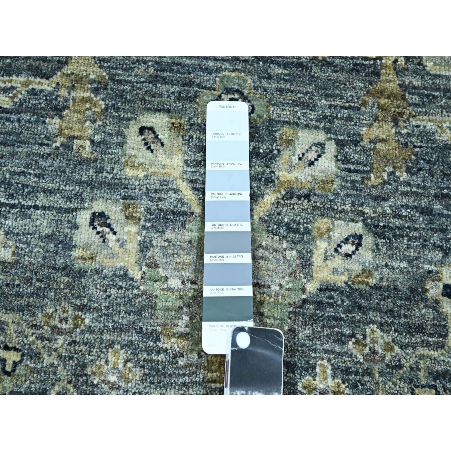 10'x14' Anchor Gray, Agra, Small Medallion with Oushak Design, Pure Wool, Denser Weave, Hand Knotted, Natural Dyes, Oriental Rug Sh76118