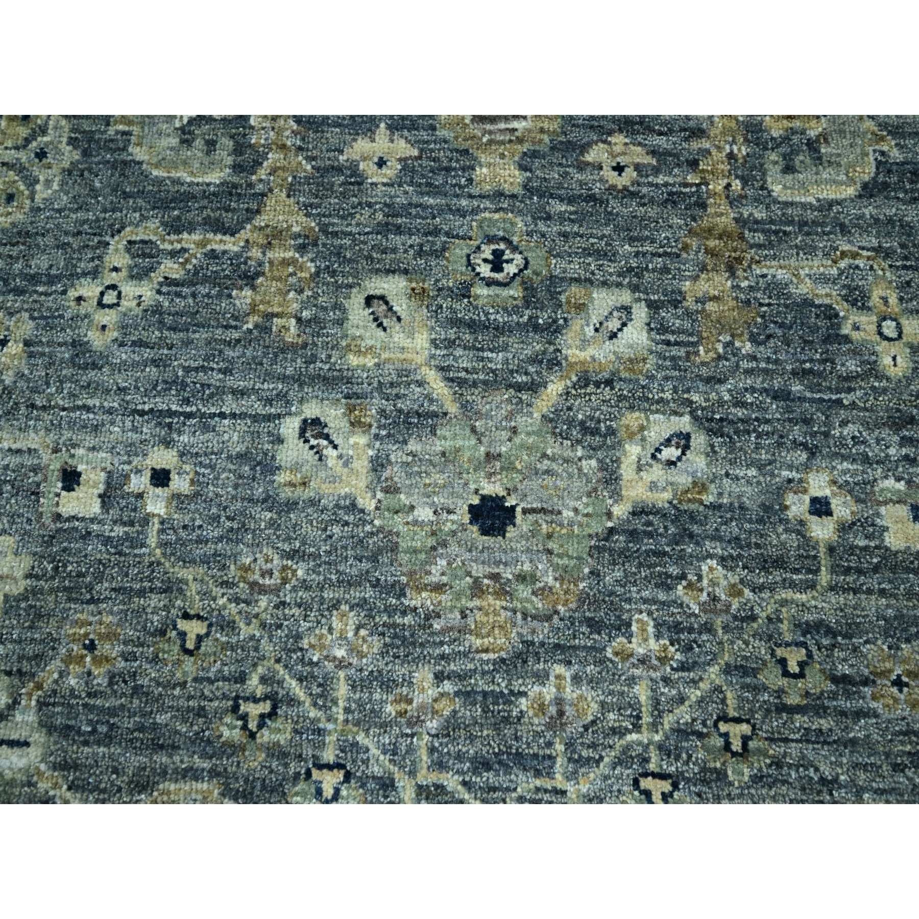 10'x14' Anchor Gray, Agra, Small Medallion with Oushak Design, Pure Wool, Denser Weave, Hand Knotted, Natural Dyes, Oriental Rug Sh76118