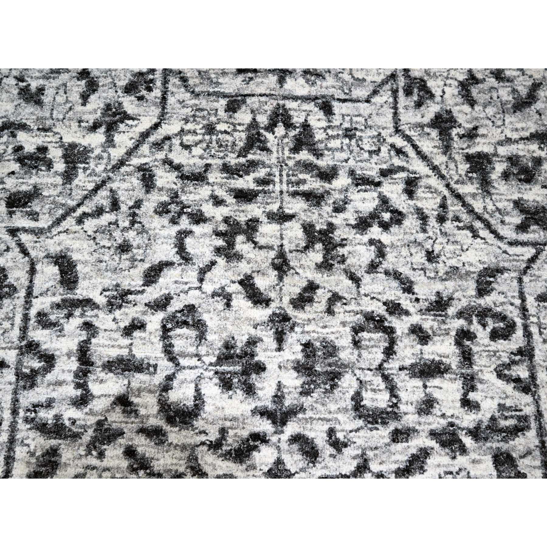 15'x20' Powder White, Mamluk Dynasty, Tone on Tone Design, Undyed Natural Wool, Densely Woven, Hand Knotted, Oversized, Oriental Rug Sh76119