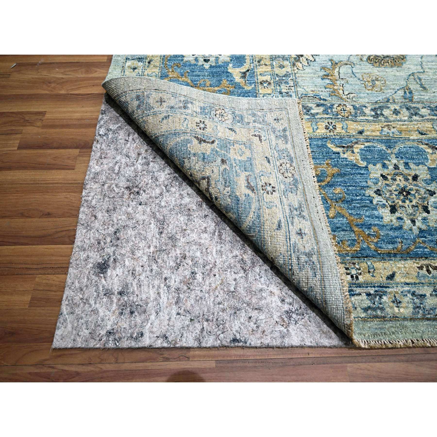 12'x18' Crystal Blue, All Over Shah Abbas Flower Design, Veggie Dyes, Denser Weave, Agra, Pure Wool, Hand Knotted, Oversized, Oriental Rug Sh76121