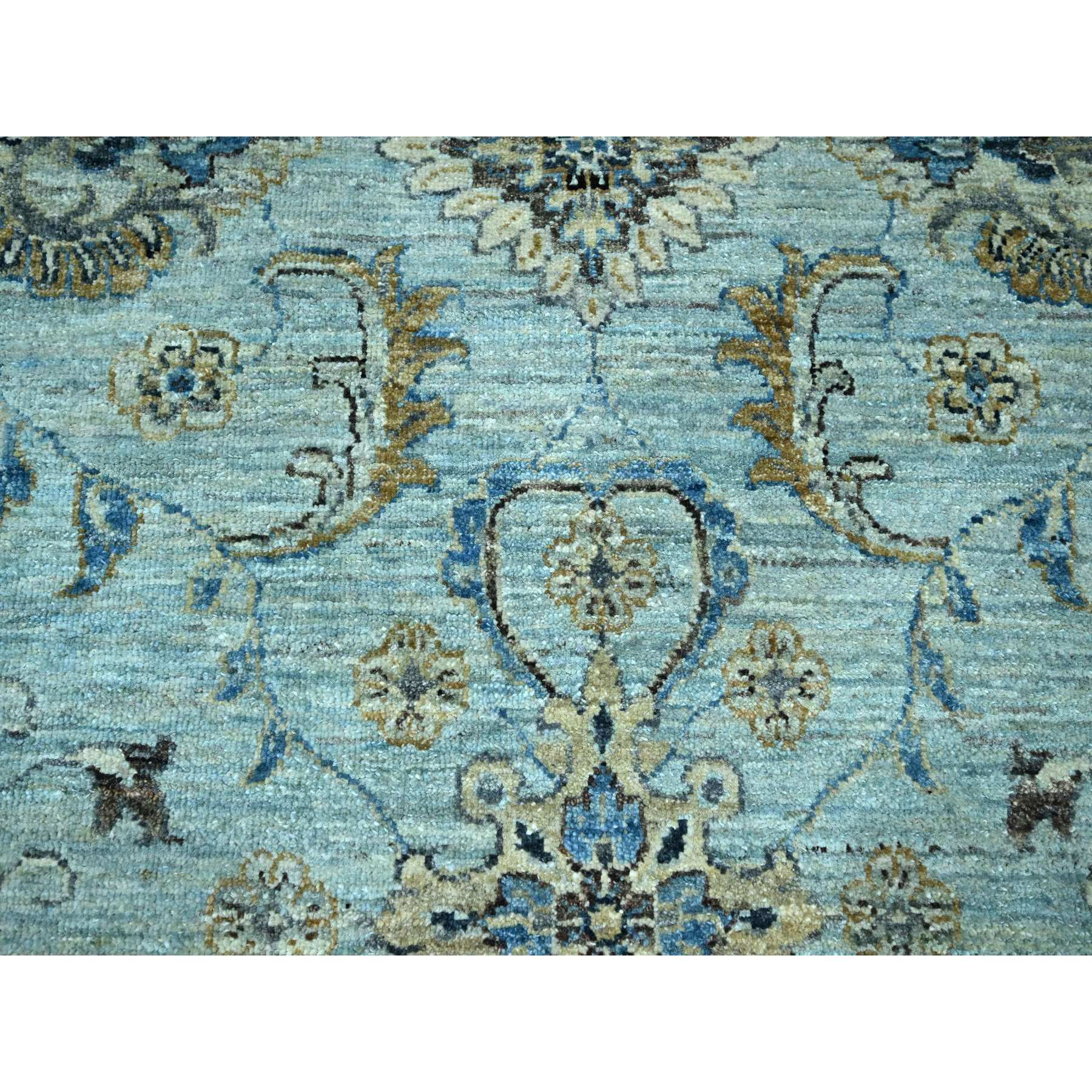 12'x18' Crystal Blue, All Over Shah Abbas Flower Design, Veggie Dyes, Denser Weave, Agra, Pure Wool, Hand Knotted, Oversized, Oriental Rug Sh76121