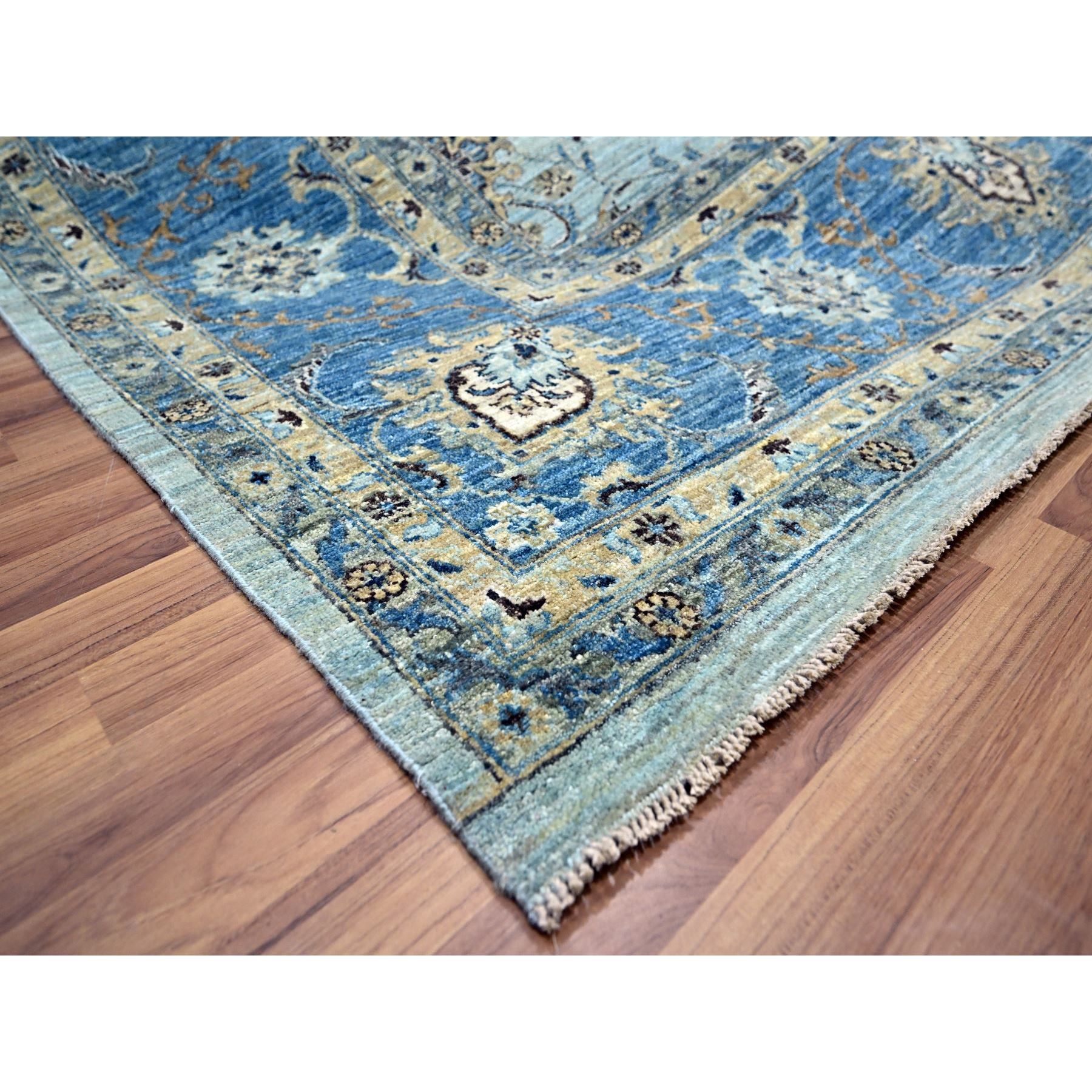 9'10"x13'9" Celeste Blue, Shah Abbas Flower Pattern, Natural Dyes, Denser Weave, Traditional Agra Design, Pure Wool, Hand Knotted, Oriental Rug Sh76122