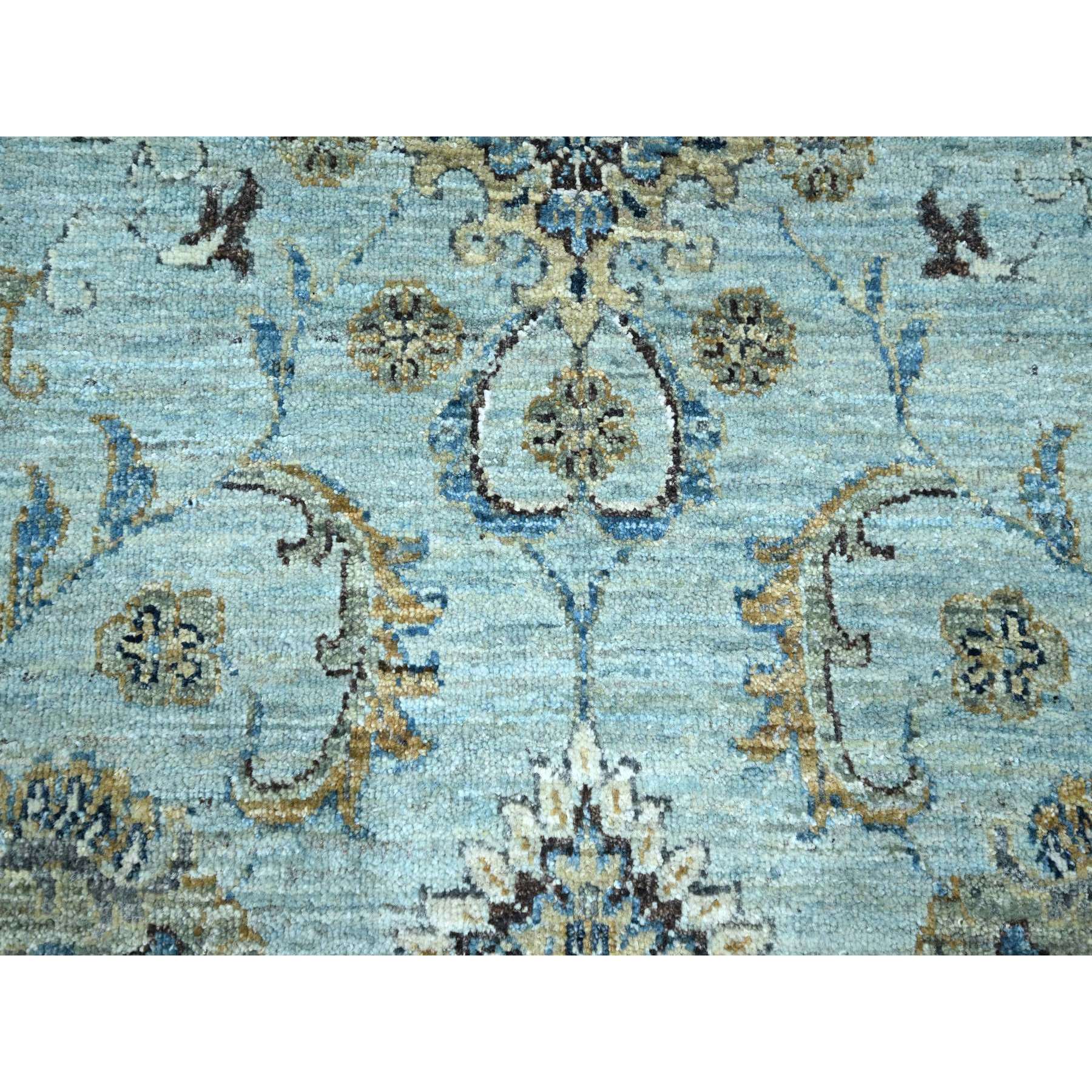 9'10"x13'9" Celeste Blue, Shah Abbas Flower Pattern, Natural Dyes, Denser Weave, Traditional Agra Design, Pure Wool, Hand Knotted, Oriental Rug Sh76122