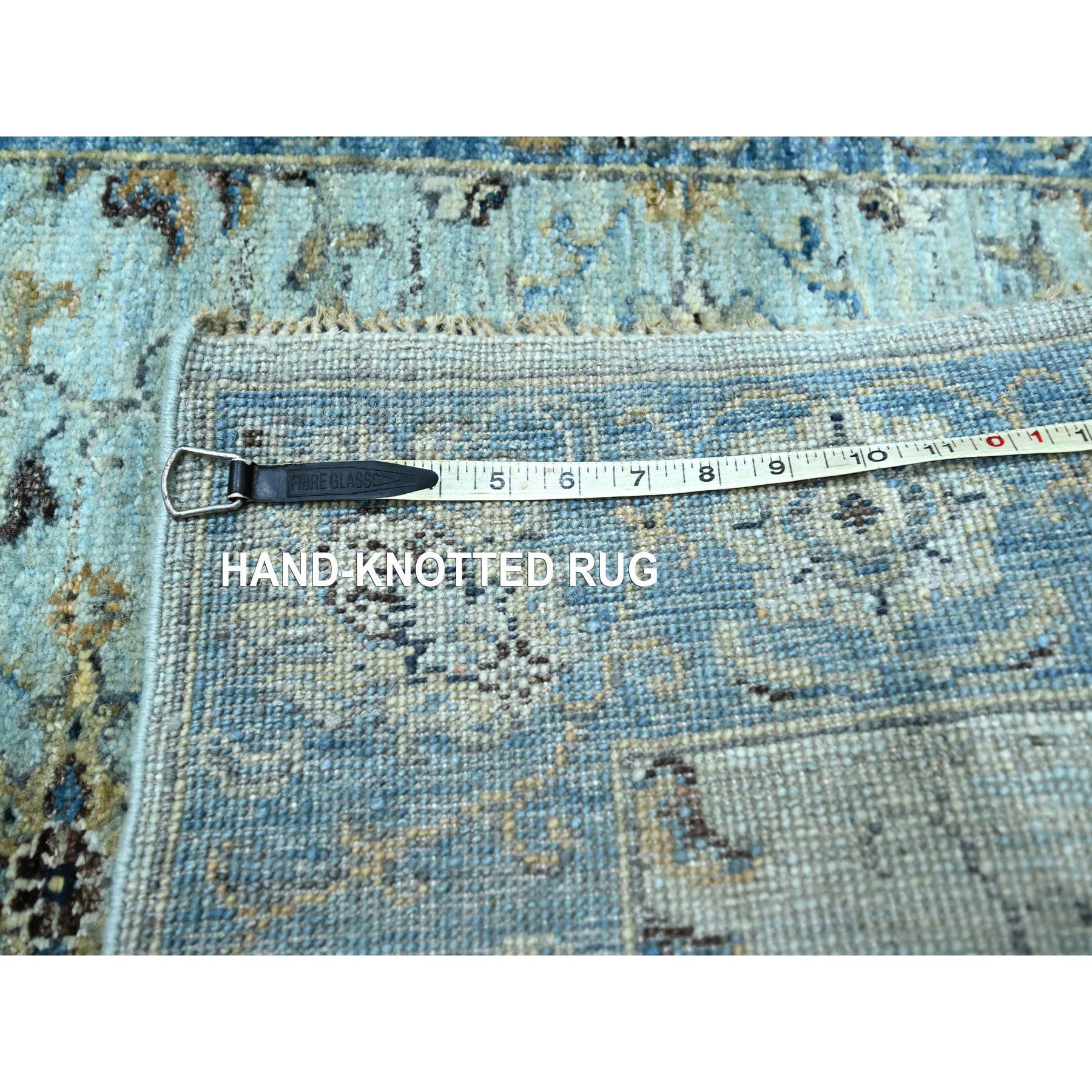 2'9"x29'10" Iceberg Blue, All Over Shah Abbas Flower Design, Veggie Dyes, Densely Woven, Agra, Natural Wool, Hand Knotted, XL Runner, Oriental Rug Sh76124
