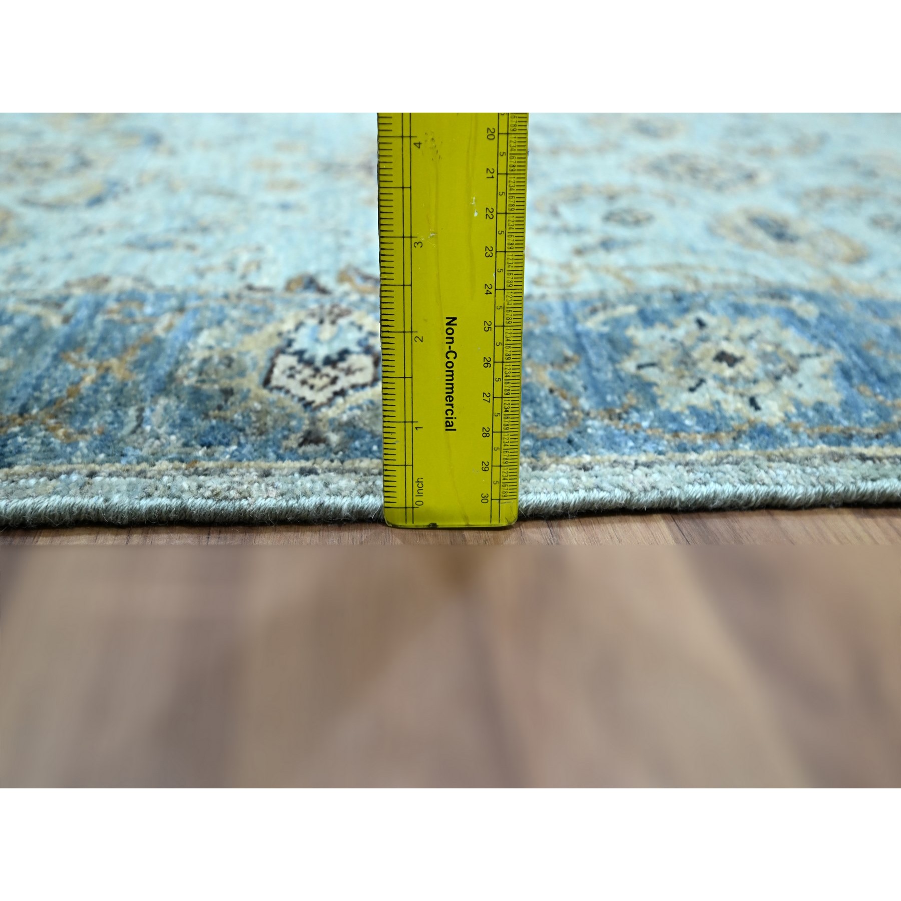 2'7"x25'9" Light Turquoise Blue, All Over Shah Abbas Flower Design, Natural Dyes, Denser Weave, Agra, Pure Wool, Hand Knotted, XL Runner, Oriental Rug Sh76125