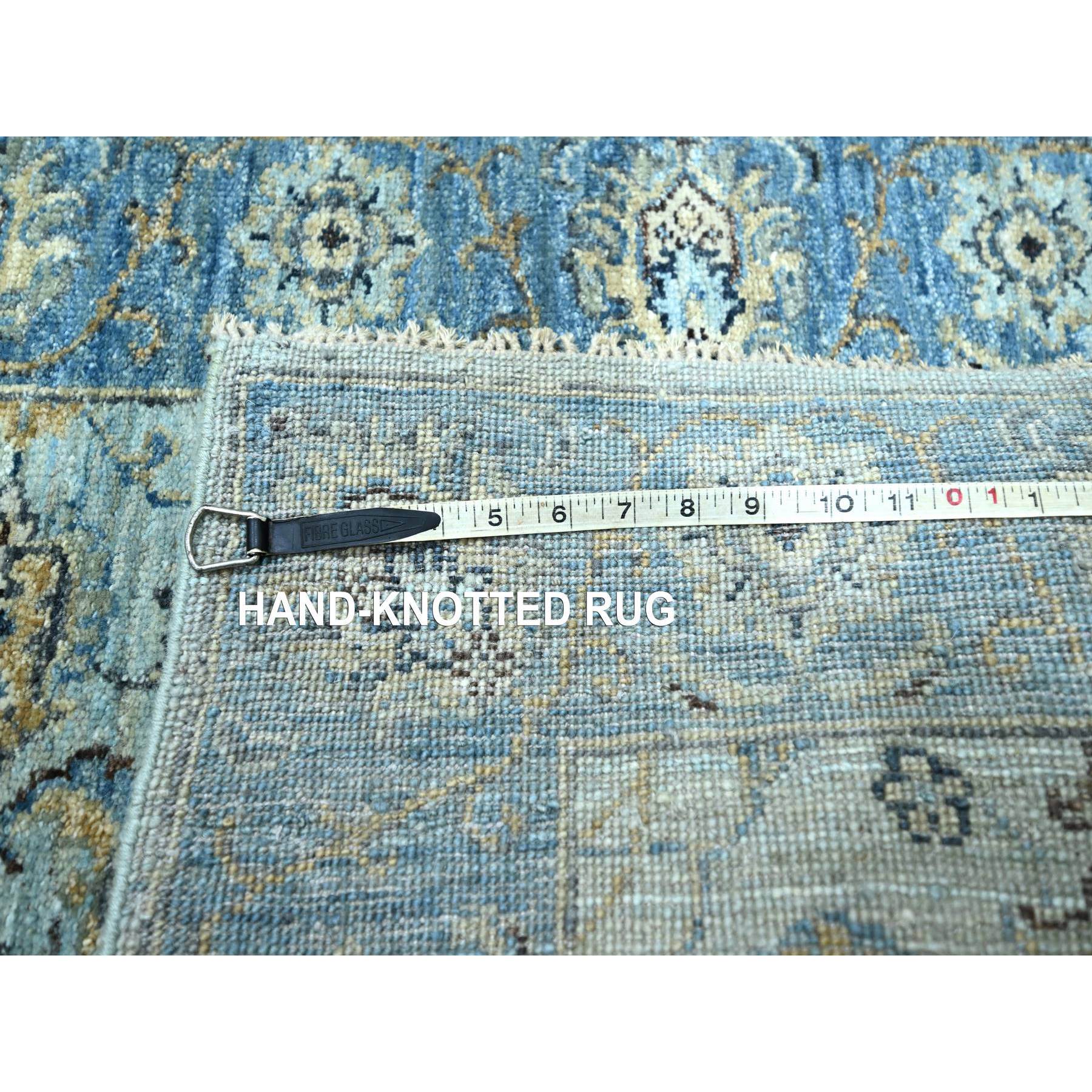 2'7"x25'9" Light Turquoise Blue, All Over Shah Abbas Flower Design, Natural Dyes, Denser Weave, Agra, Pure Wool, Hand Knotted, XL Runner, Oriental Rug Sh76125
