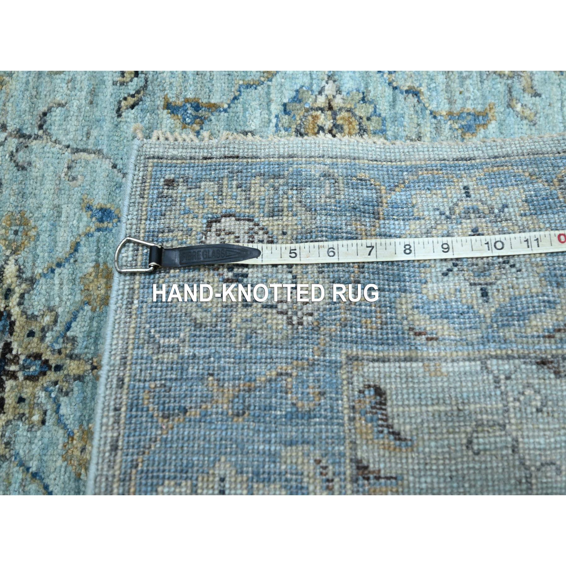 2'8"x24'1" Ultramarine Blue, Agra, All Over Shah Abbas Flower Design, Natural Dyes, Densely Woven, Pure Wool, Hand Knotted, XL Runner, Oriental Rug Sh76126