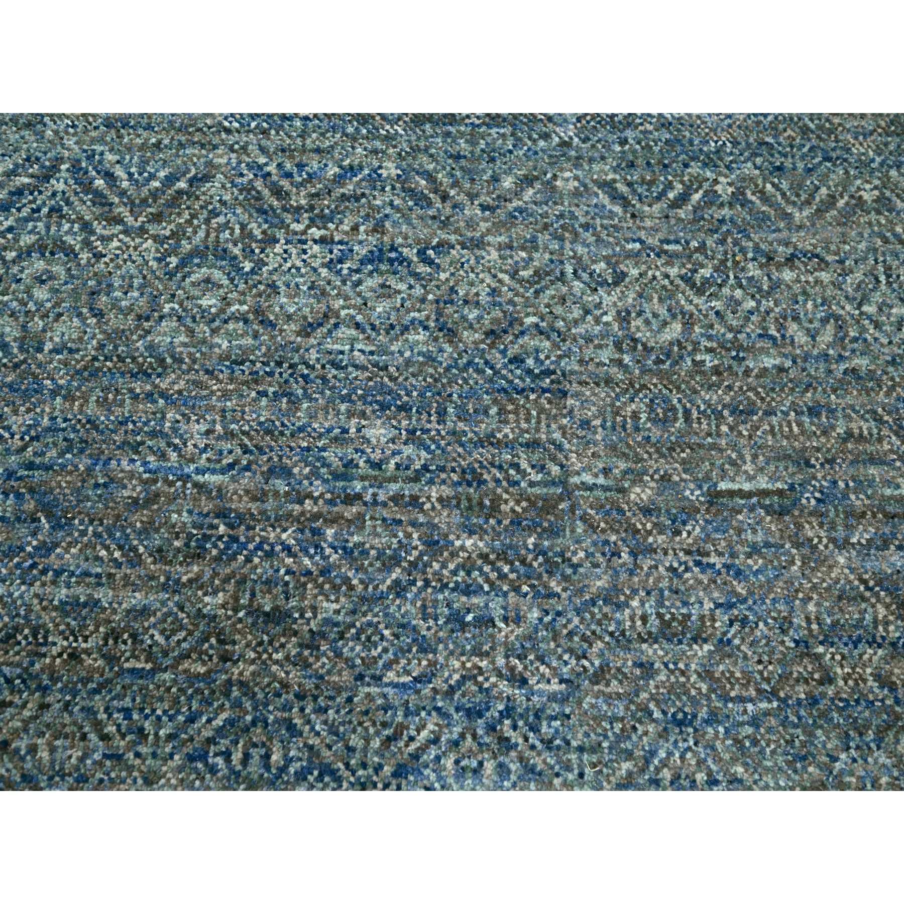 9'x12'1" Aegean Blue, Kohinoor Herat Small Geometric Repetitive Design, Hand Knotted, Soft to the Touch, Pure Wool, Oriental Rug Sh76148