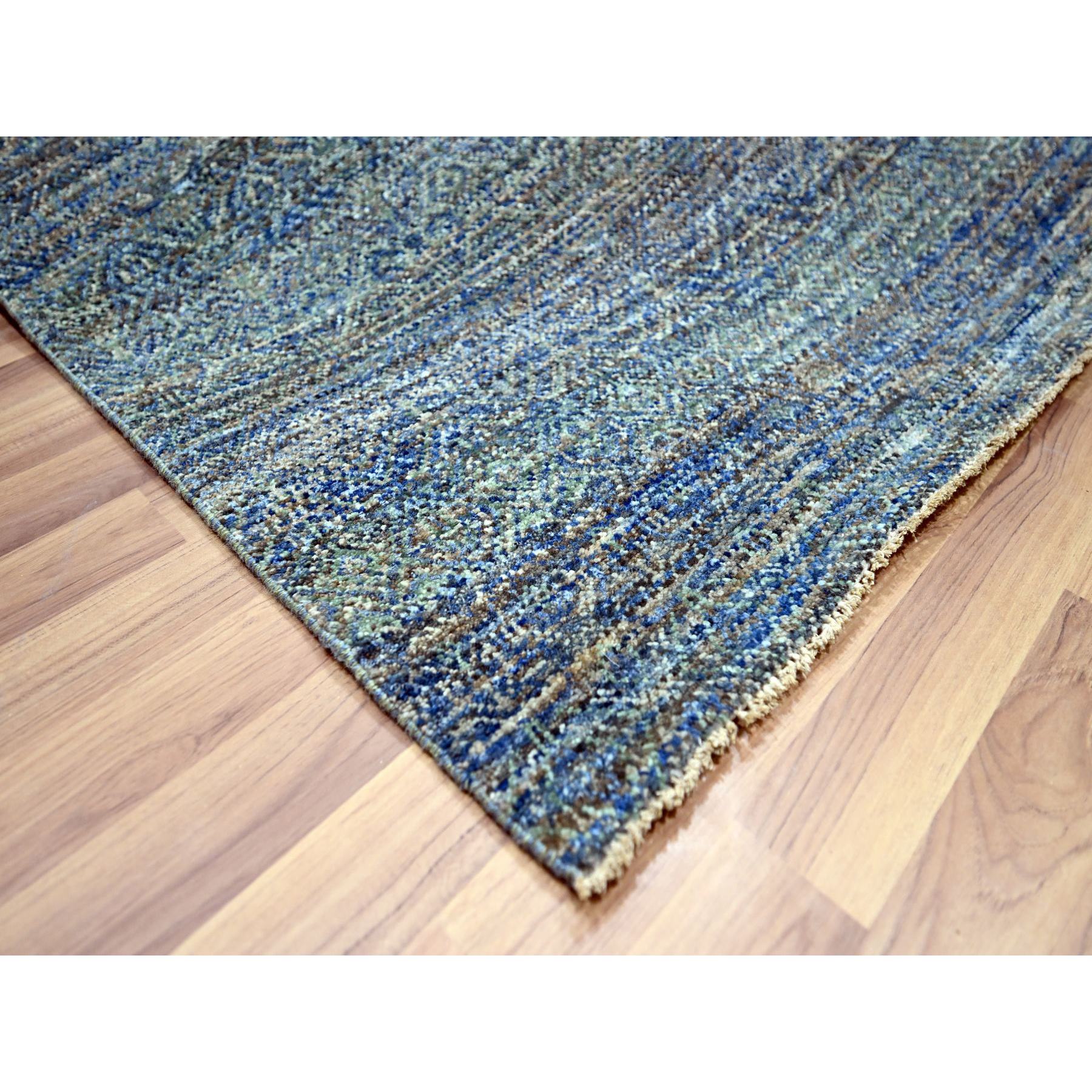 9'x11'10" Yale Blue, Kohinoor Herat Small Repetitive Geometric Design, Lush and Plush, Hand Knotted, Soft Wool, Oriental Rug Sh76149