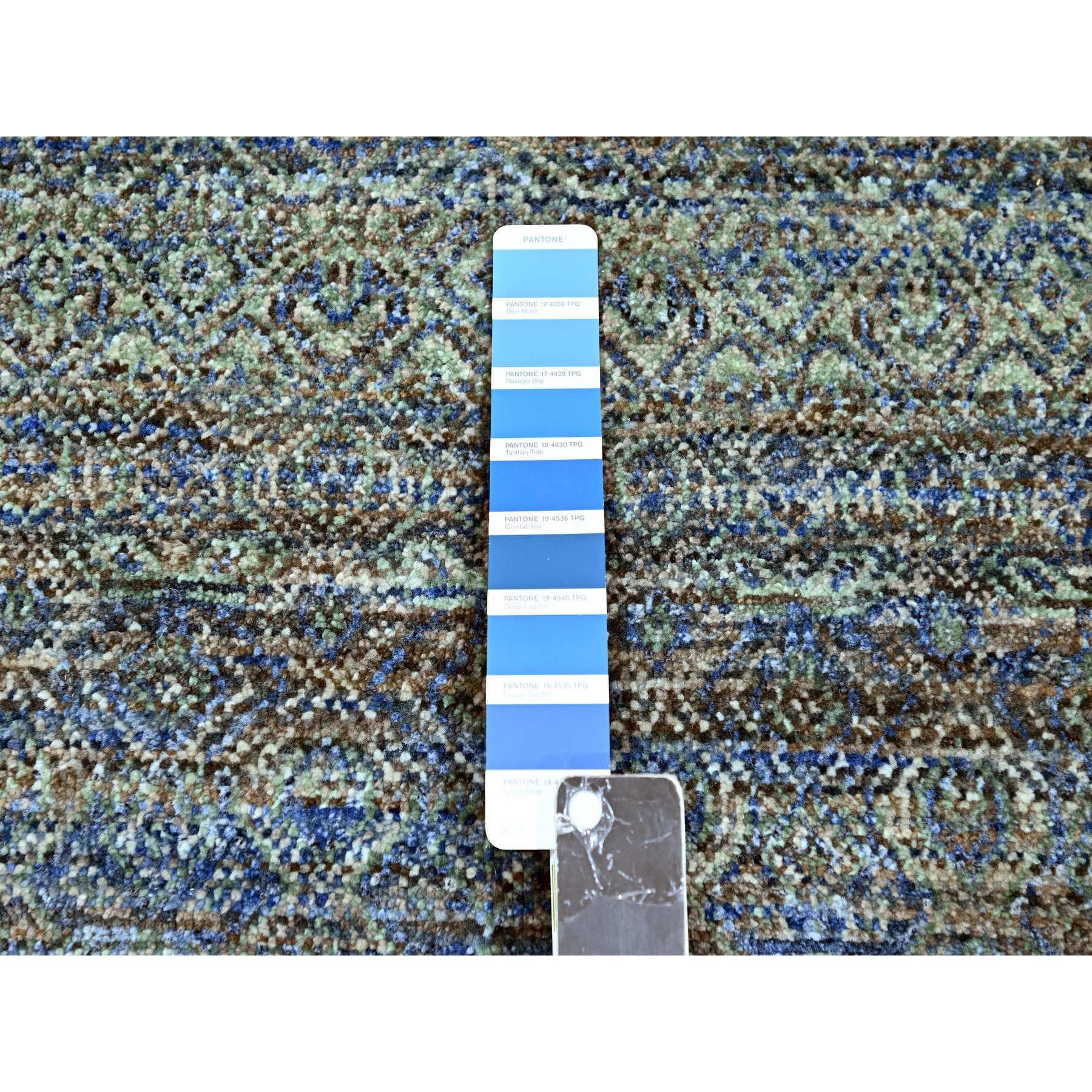 9'x11'10" Yale Blue, Kohinoor Herat Small Repetitive Geometric Design, Lush and Plush, Hand Knotted, Soft Wool, Oriental Rug Sh76149