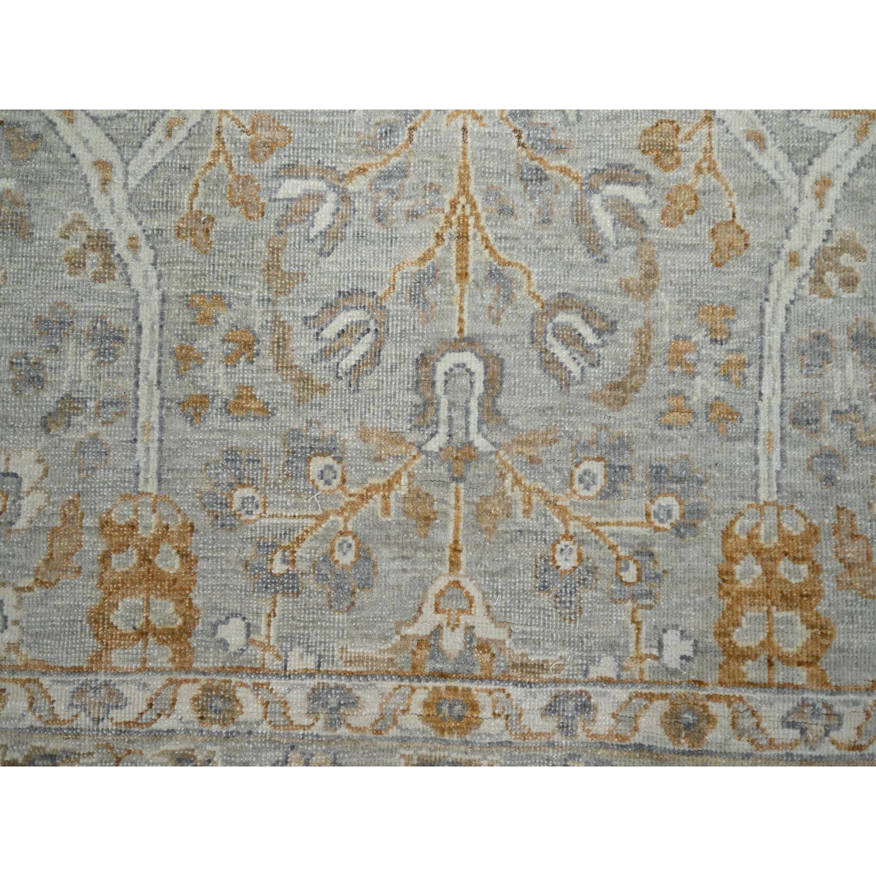 8'1"x10'1" Misty Gray, Hand Knotted, Meditation Tree of Life Design, Tone on Tone, Zero Pile, 100% Wool, Densely Woven, 200 KPSI, Oriental Rug Sh76161