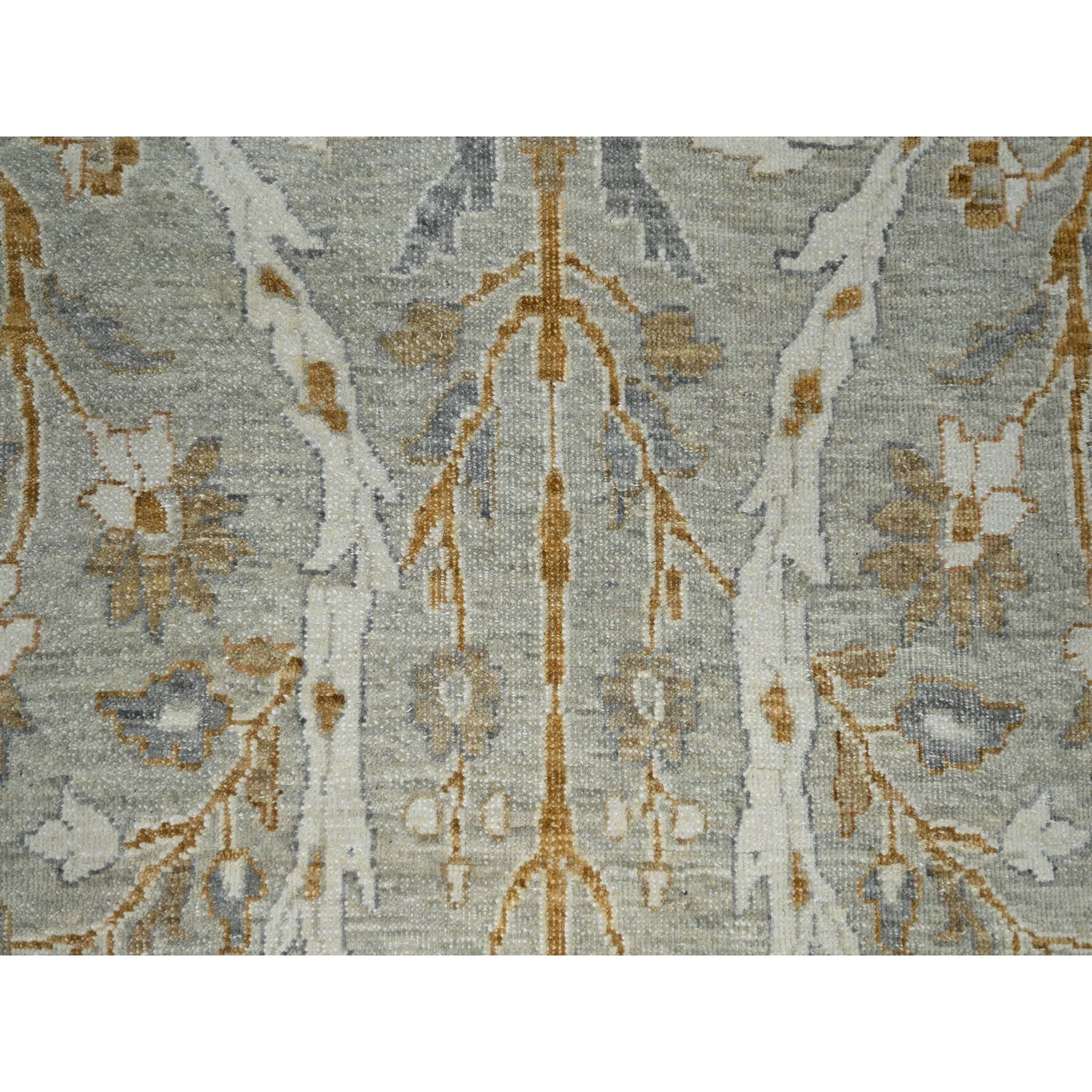 10'x14' Stone Gray, Meditation Tree of Life Design, Tone on Tone, Zero Pile, 100% Wool, Densely Woven, Hand Knotted, 200 KPSI, Oriental Rug Sh76162