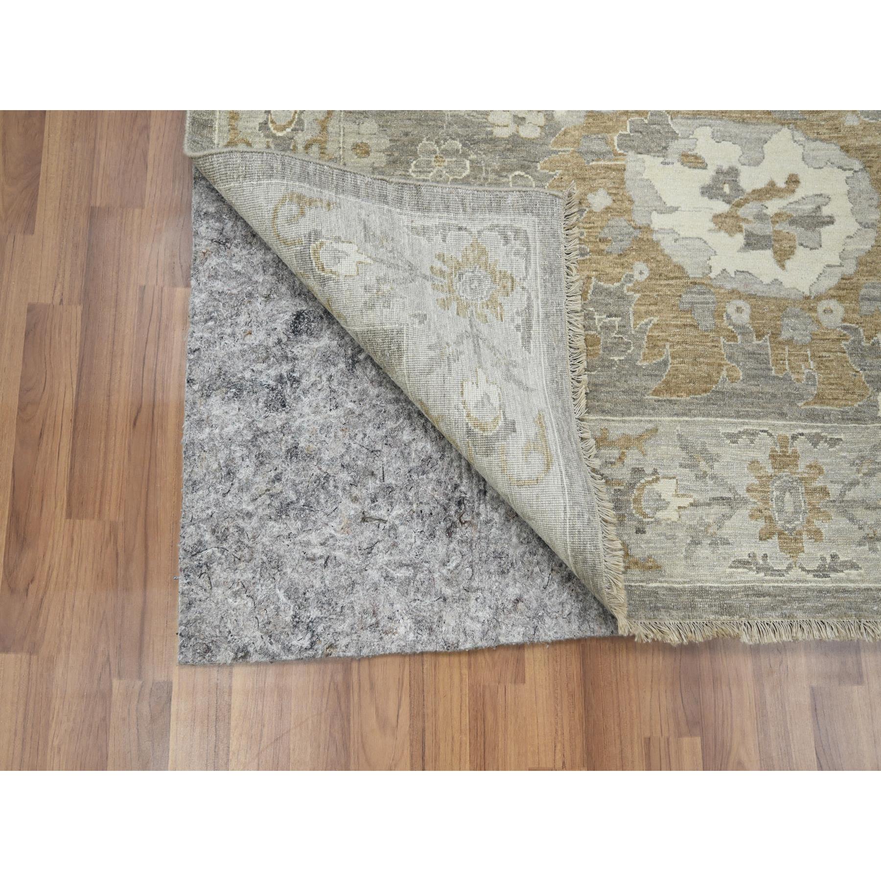 9'x11'10" Carbon Gray, Dense Weave, Hand Knotted, Ziegler Mahal Large Flowers Design, Tone on Tone, Zero Pile, 100% Wool, Oriental Rug Sh76164