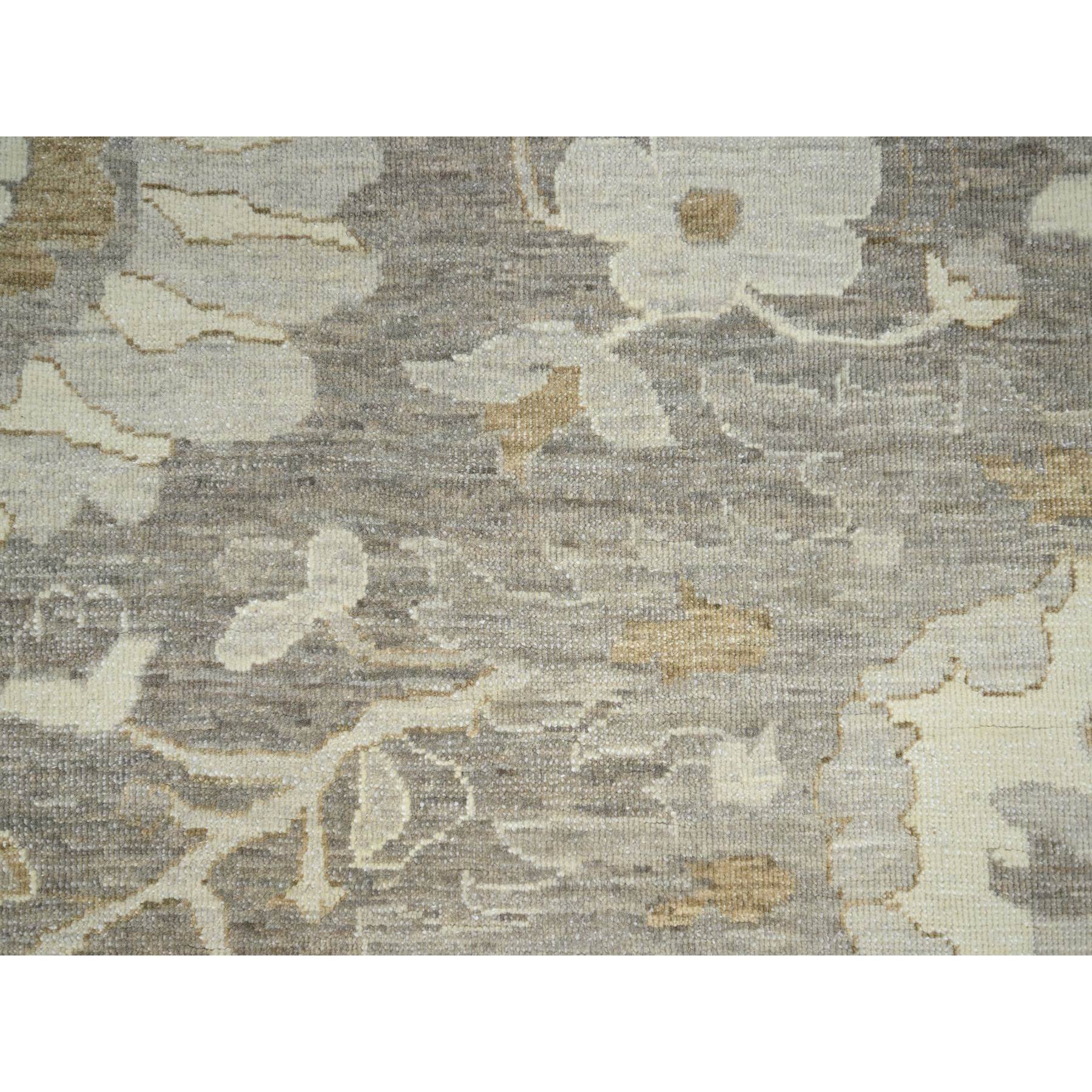 9'x11'10" Carbon Gray, Dense Weave, Hand Knotted, Ziegler Mahal Large Flowers Design, Tone on Tone, Zero Pile, 100% Wool, Oriental Rug Sh76164