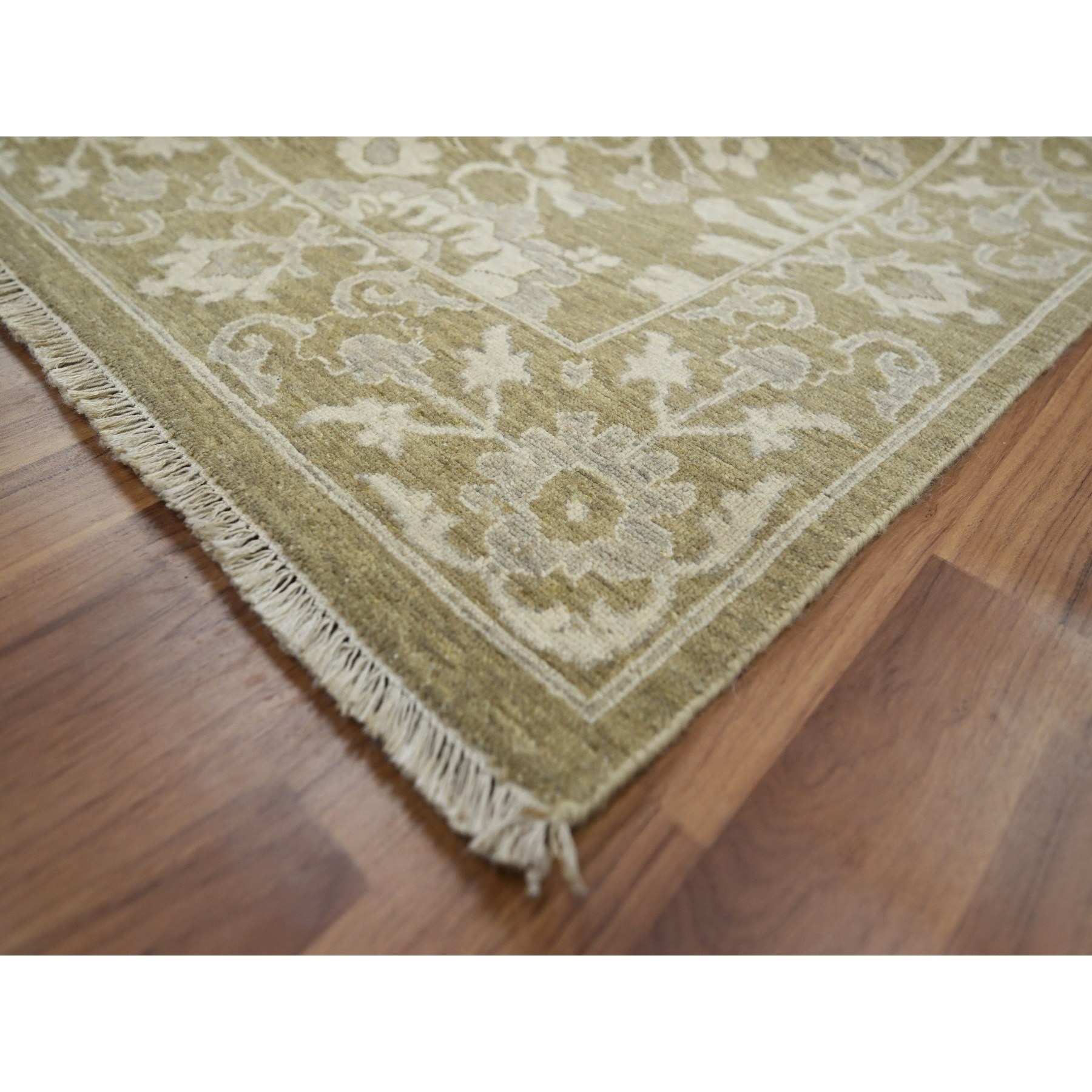 9'x12' Reseda Green, Ziegler Mahal Large Flowers Design, Tone on Tone, Zero Pile, 100% Wool, Hand Knotted, Dense Weave, Oriental Rug Sh76165