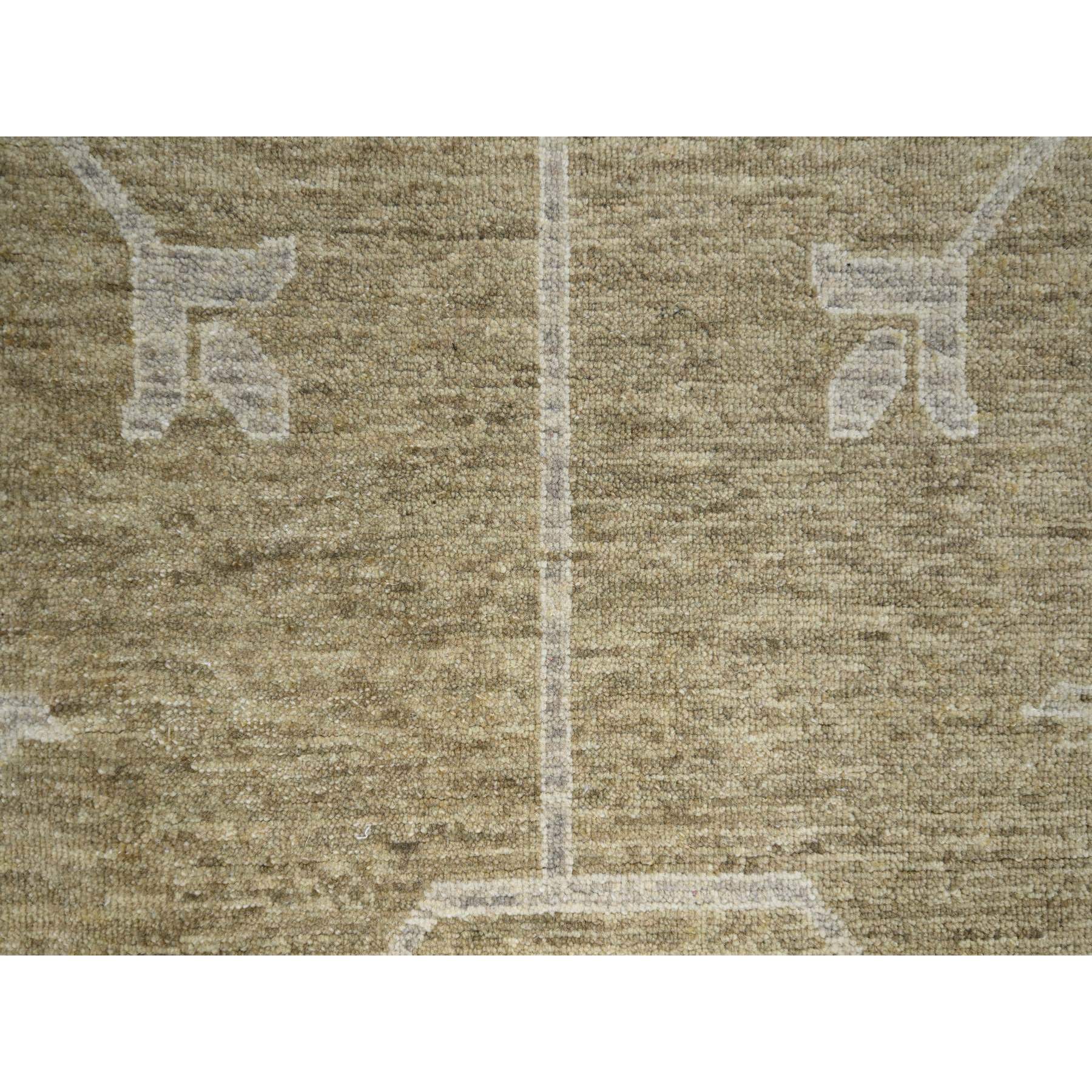 8'1"x10'1" Dark Vanilla Brown, Pomegranate Khotan Design, Tone on Tone, Zero Pile, 100% Wool, Hand Knotted, Dense Weave, Oriental Rug Sh76166