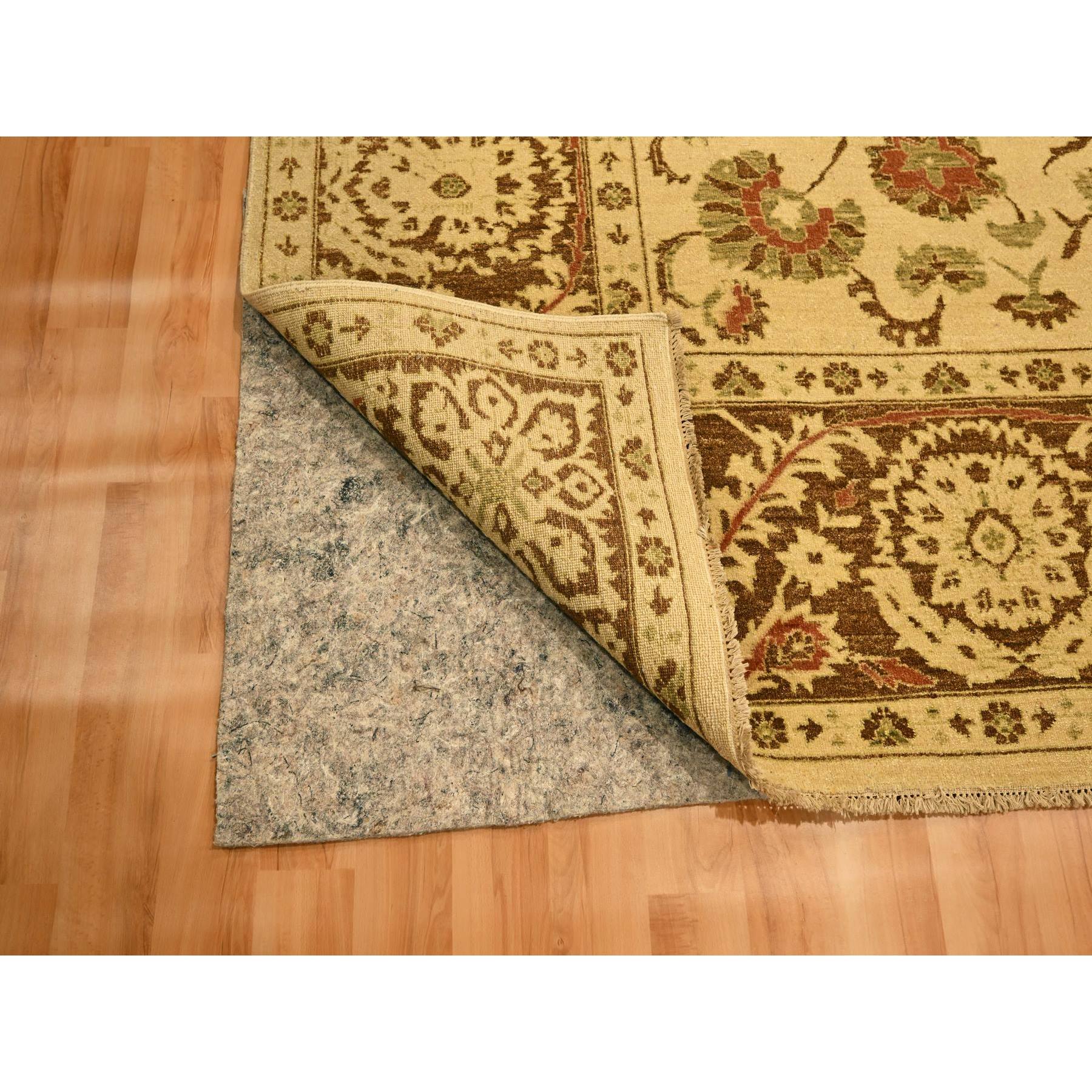 10'x13'10" Biscotti Brown, Agra, All Over Leaf Design, Zero Pile, 100% Wool, Hand Knotted, Vegetable Dyes, Oriental Rug Sh76170