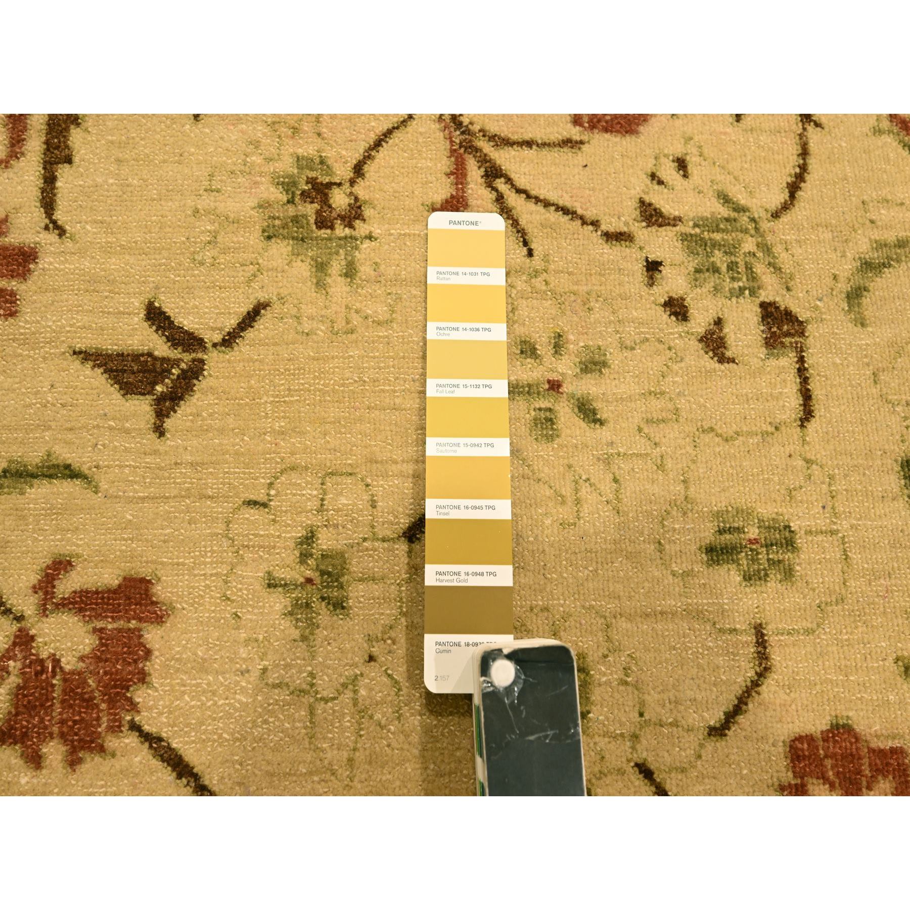 10'x13'10" Biscotti Brown, Agra, All Over Leaf Design, Zero Pile, 100% Wool, Hand Knotted, Vegetable Dyes, Oriental Rug Sh76170