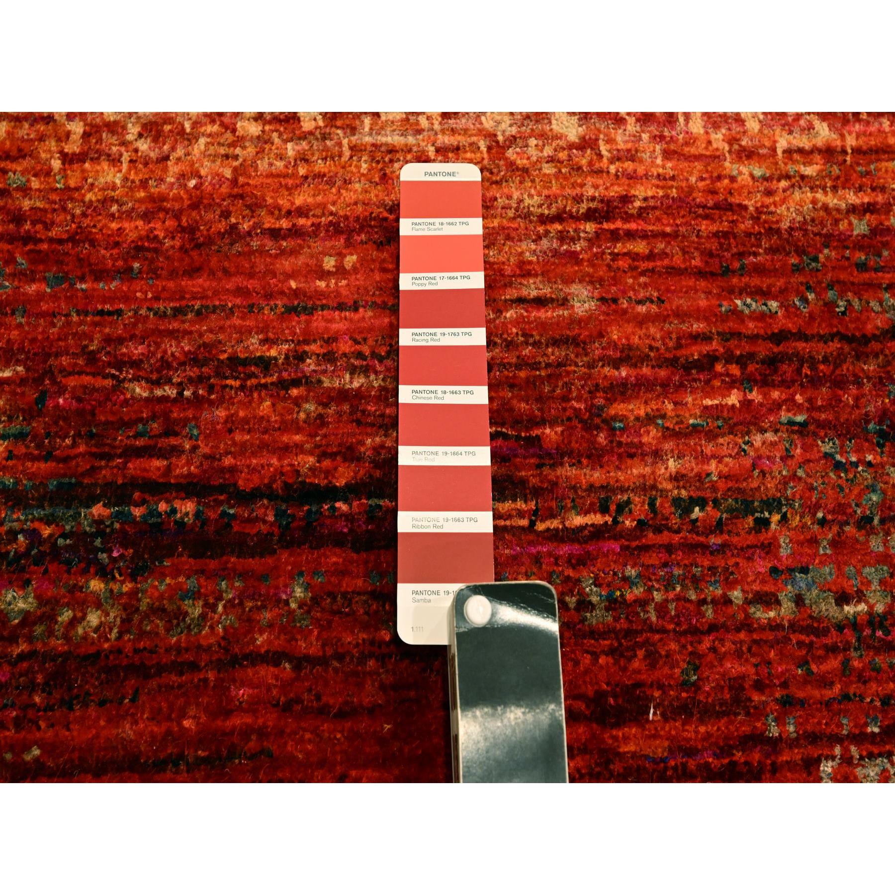 9'10"x14'1" Sunset Colors, Pure Sari Silk, Modern Design, Soft to the Touch, Hand Knotted, Oriental Rug Sh76172