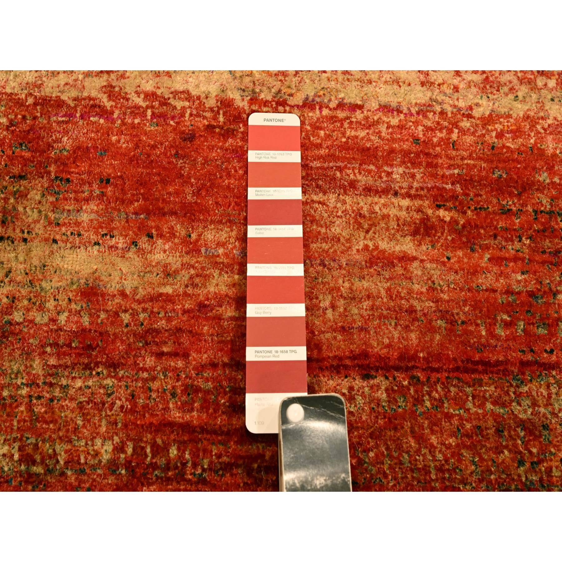9'x12' Sunset Colors, Modern Design, Pure Sari Silk, Soft to the Touch, Hand Knotted, Oriental Rug Sh76175