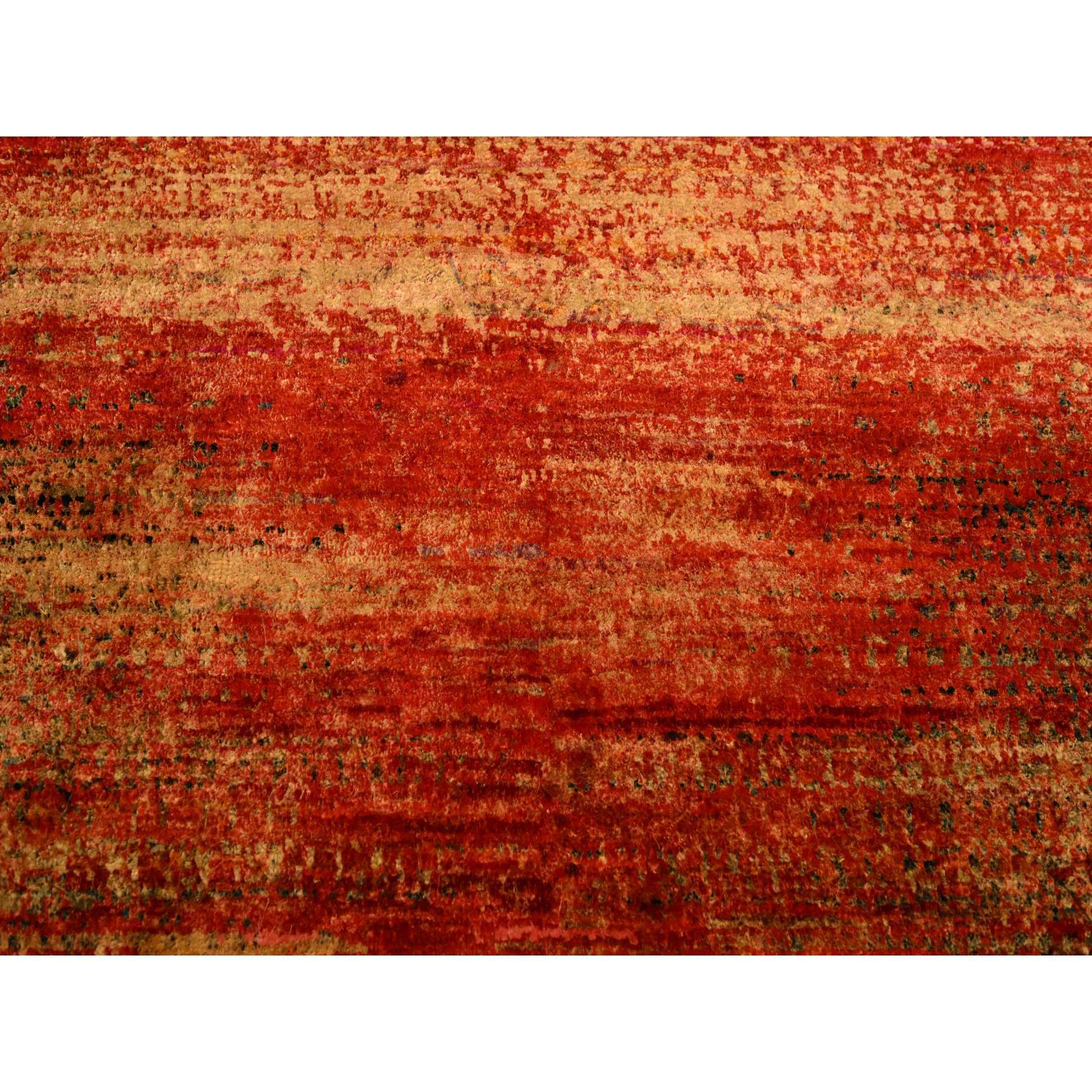 9'x12' Sunset Colors, Modern Design, Pure Sari Silk, Soft to the Touch, Hand Knotted, Oriental Rug Sh76175