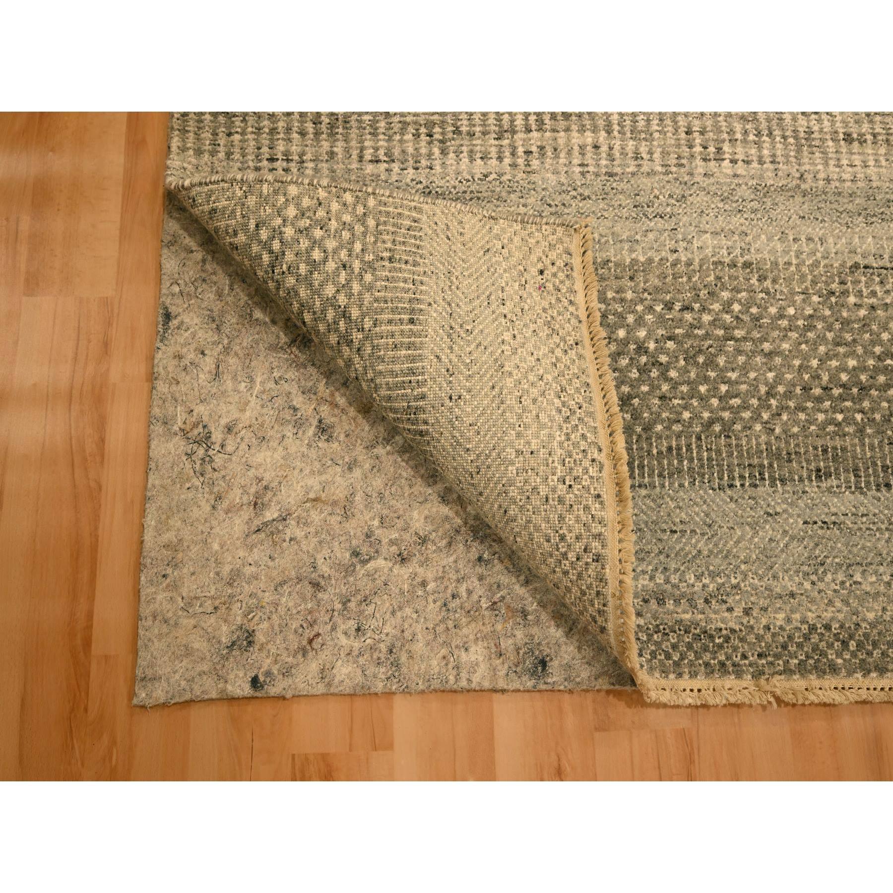 8'x10'3" Stone Gray, Modern Grass Design, Undyed Natural Wool, Tone on Tone, Hand Knotted, Oriental Rug Sh76178