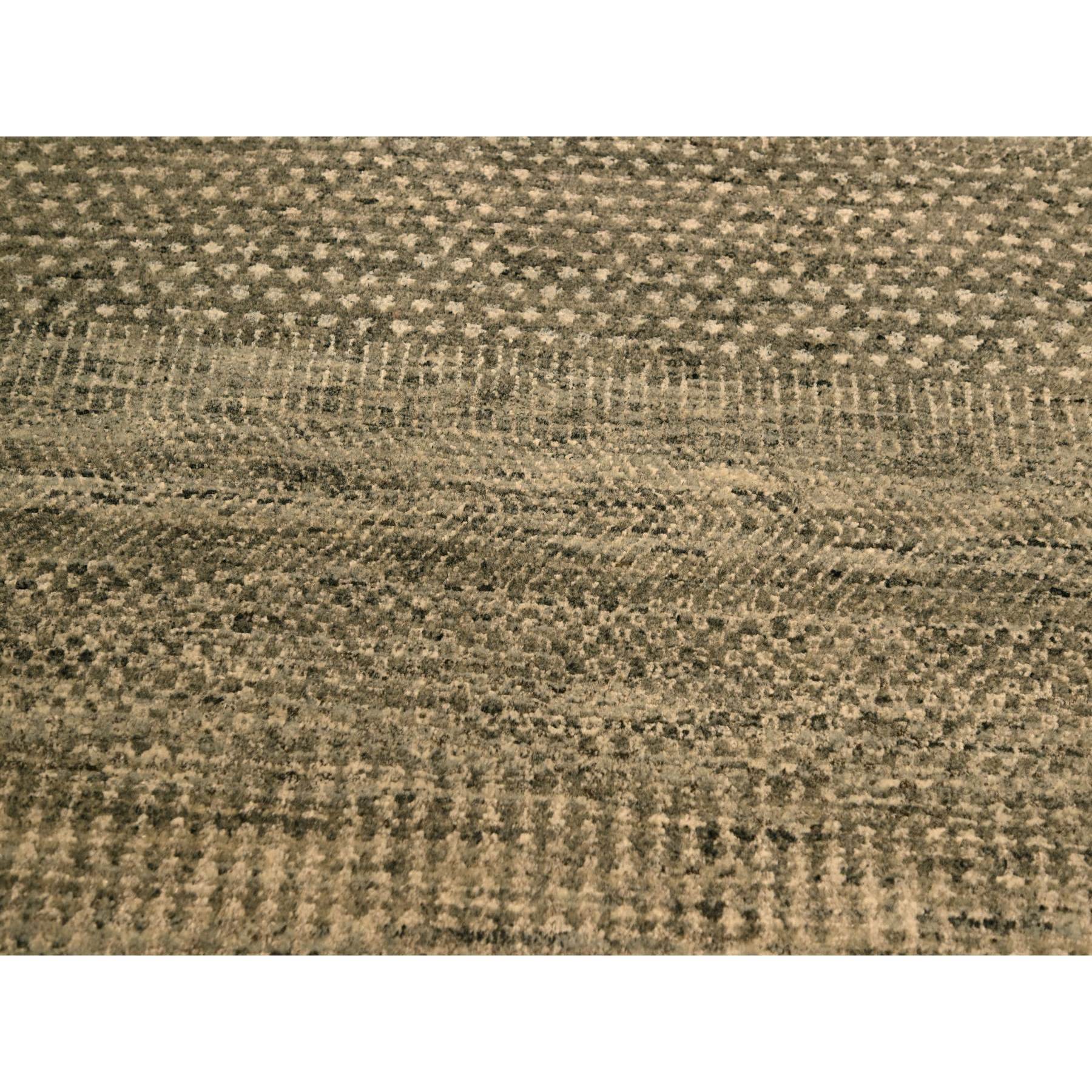 8'x10'3" Stone Gray, Modern Grass Design, Undyed Natural Wool, Tone on Tone, Hand Knotted, Oriental Rug Sh76178