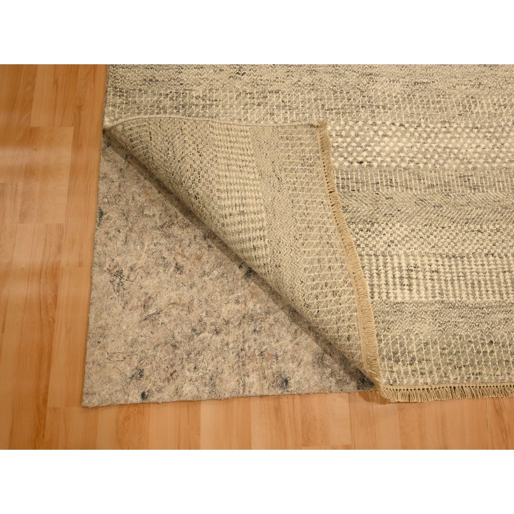7'10"x10'7" Khaki Brown, Modern Grass Design, Undyed Natural Wool, Tone on Tone, Hand Knotted, Oriental Rug Sh76179
