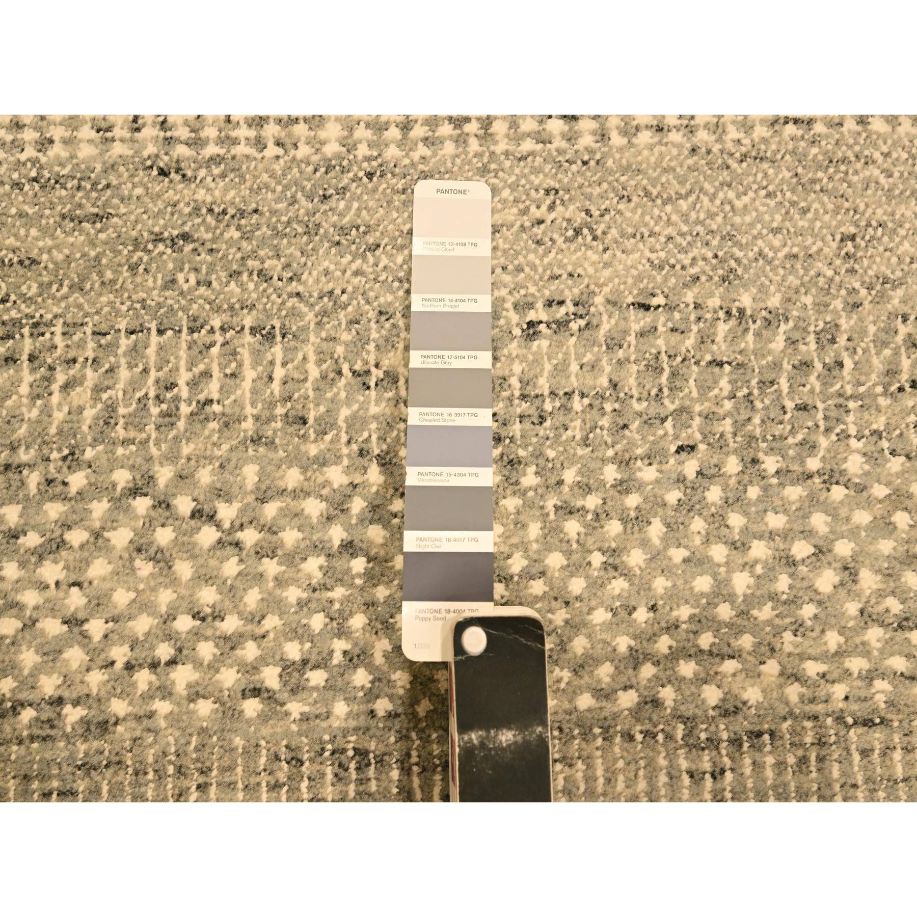 7'10"x10'7" Khaki Brown, Modern Grass Design, Undyed Natural Wool, Tone on Tone, Hand Knotted, Oriental Rug Sh76179
