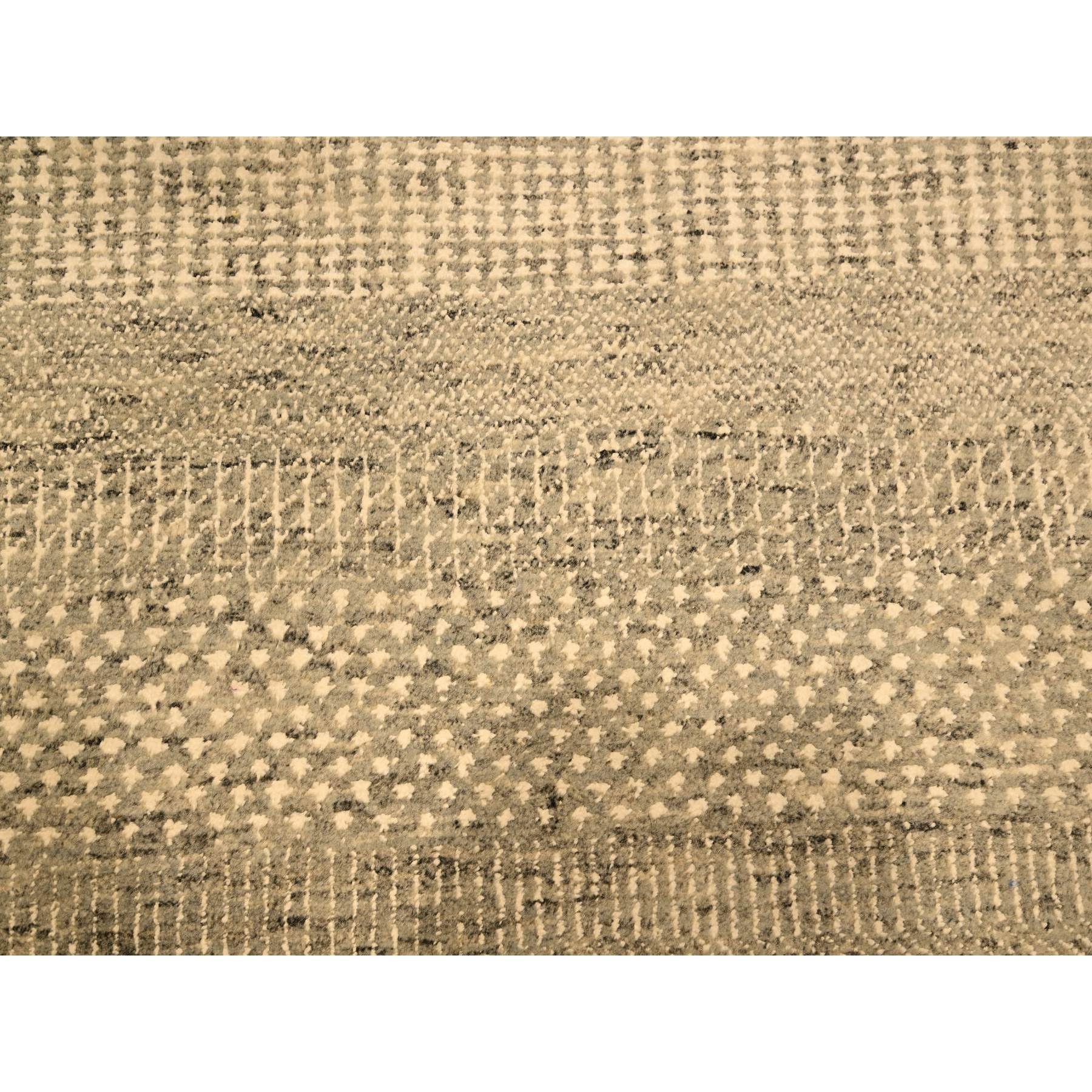 7'10"x10'7" Khaki Brown, Modern Grass Design, Undyed Natural Wool, Tone on Tone, Hand Knotted, Oriental Rug Sh76179