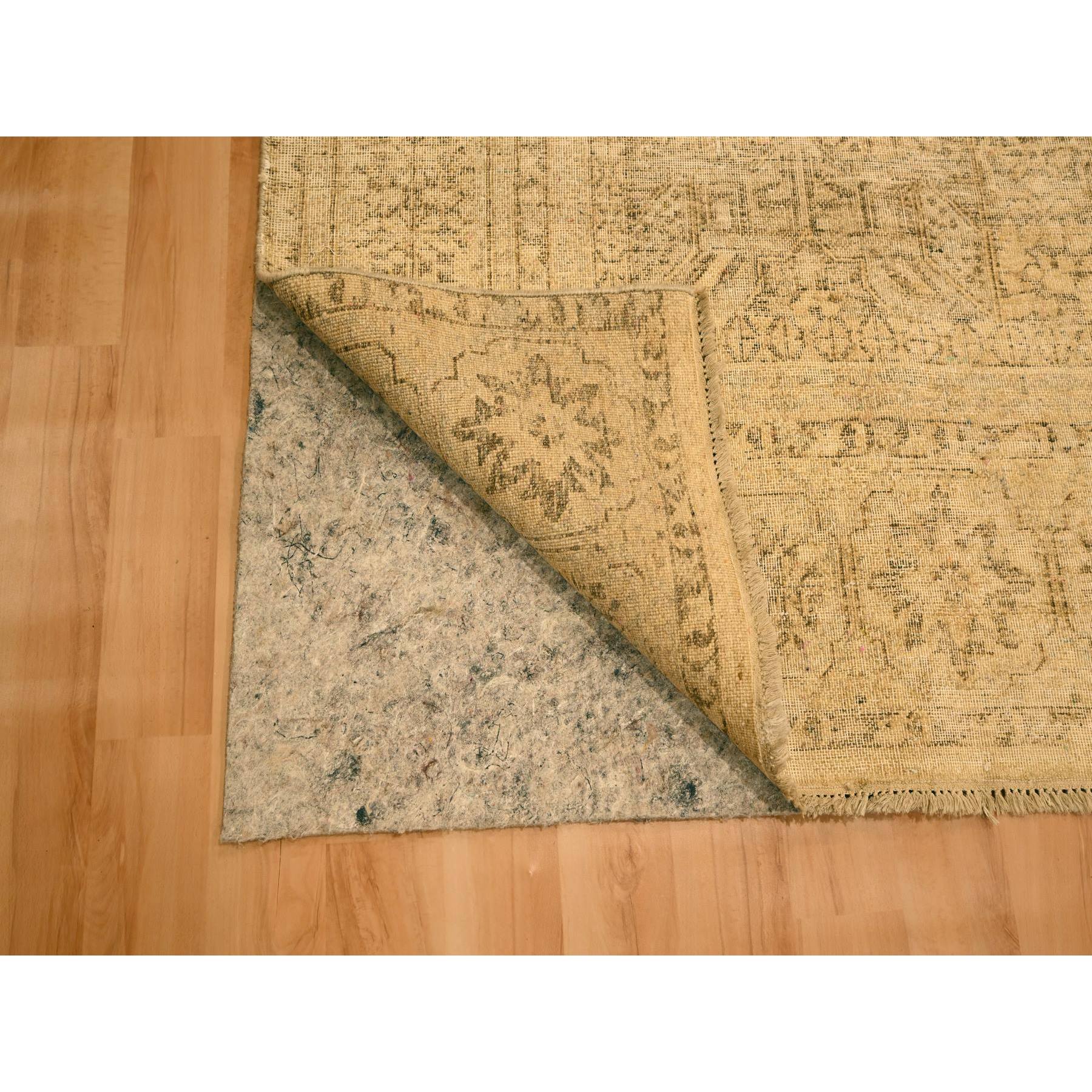 7'9"x10'3" Ecru Brown, Mamluk Design, Tone on Tone, Zero Pile, Hand Knotted, Pure Wool, Oriental Rug Sh76180