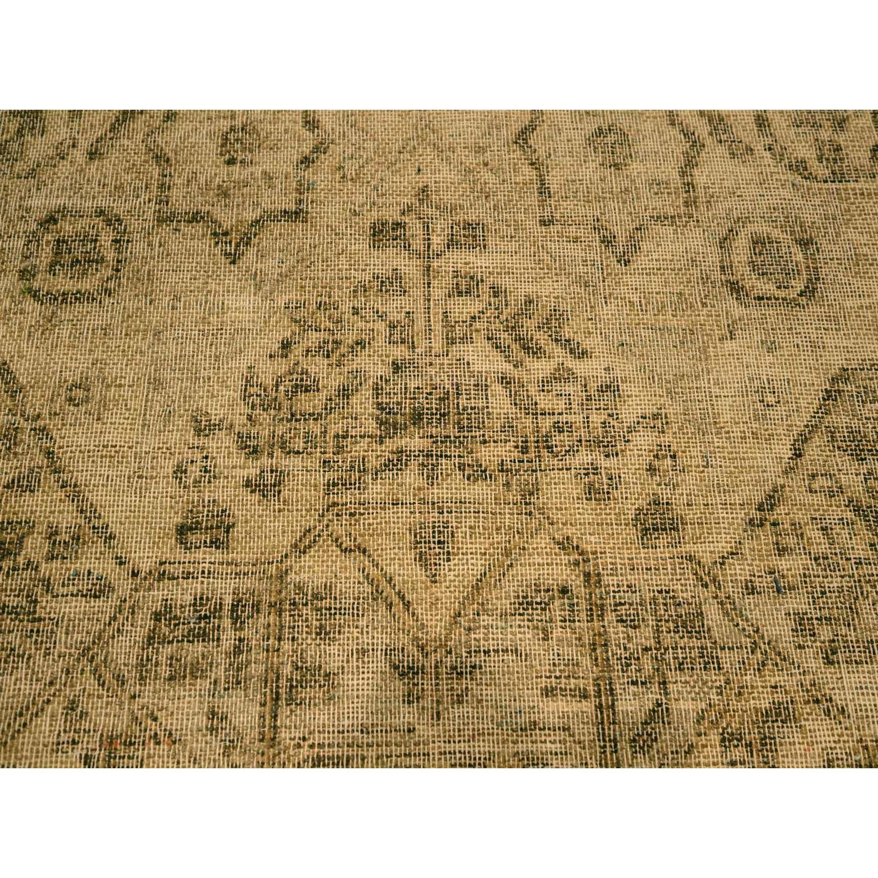 7'9"x10'3" Ecru Brown, Mamluk Design, Tone on Tone, Zero Pile, Hand Knotted, Pure Wool, Oriental Rug Sh76180