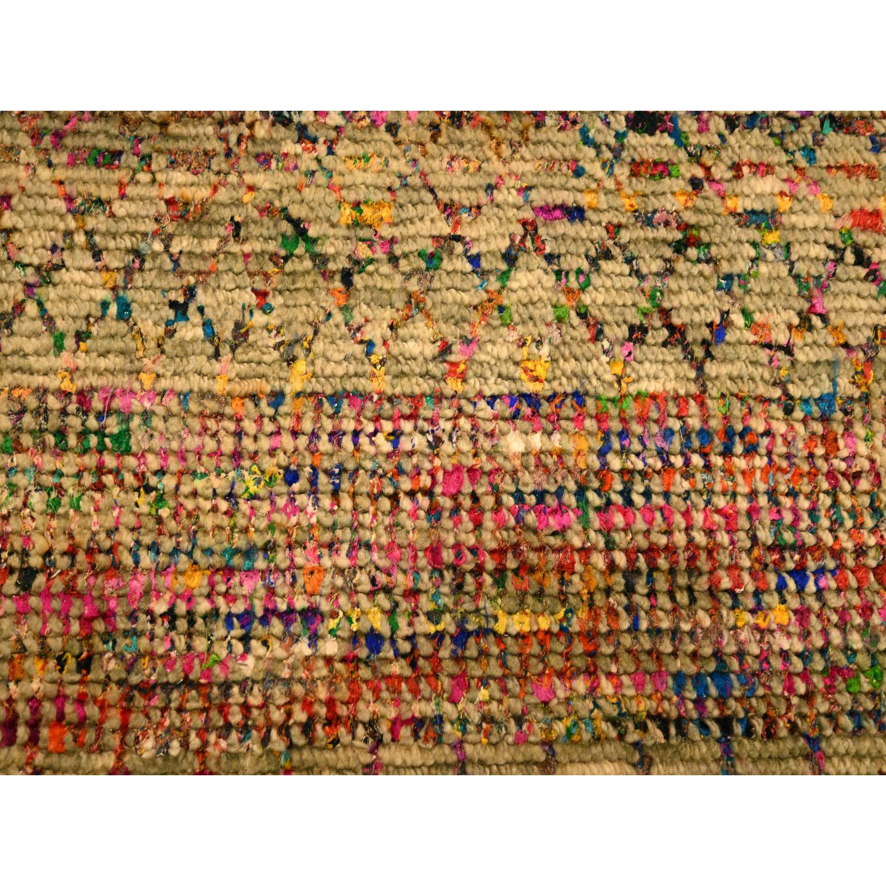 9'x12'3" Burlywood Brown, Sari Silk and Wool, Repetitive Line and Geometric Design, Hand Knotted, Oriental, Rug Sh76181