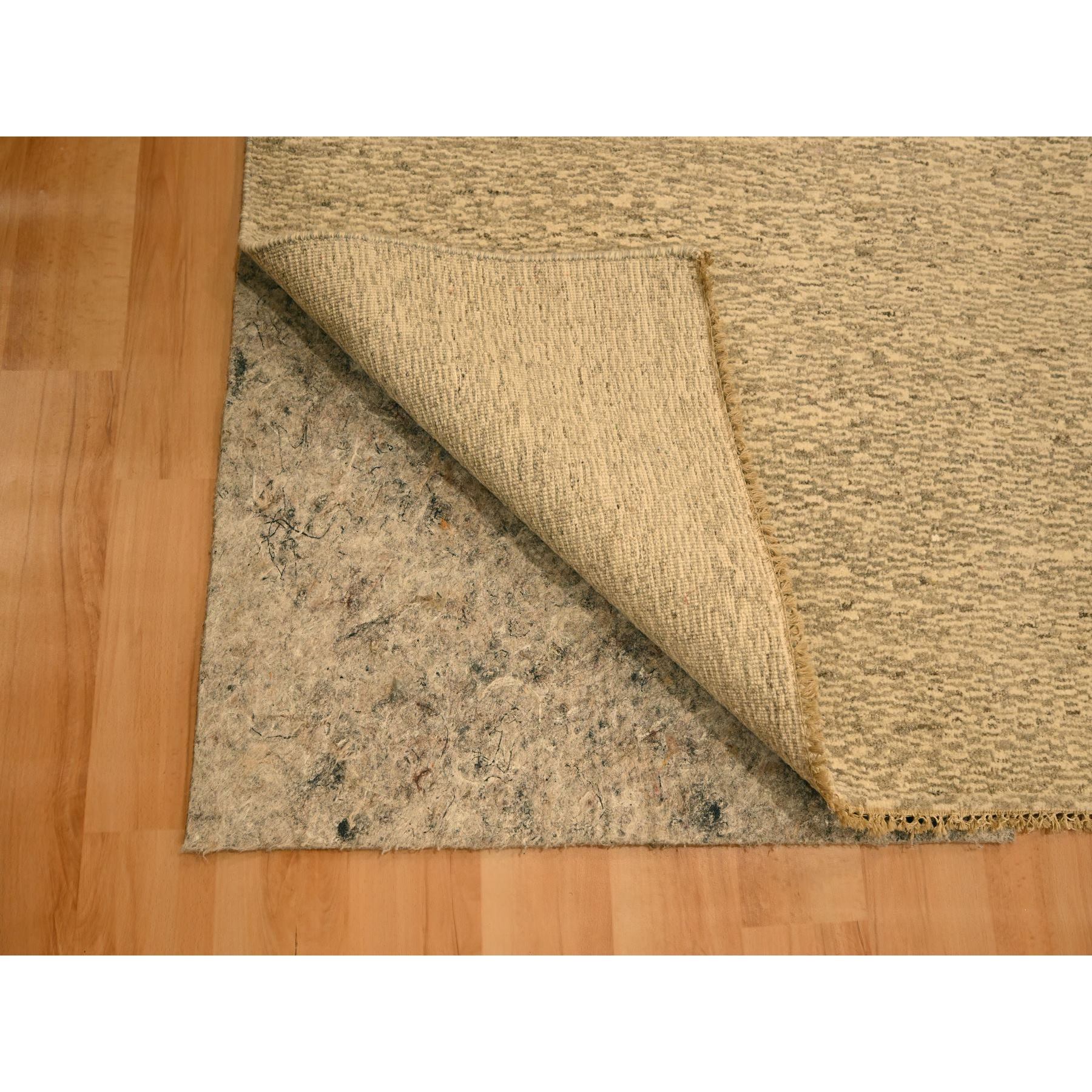 7'9"x9'7" Beige, Tone on Tone, Undyed Natural Wool, Grass Design, Hand Knotted, Oriental Rug Sh76183