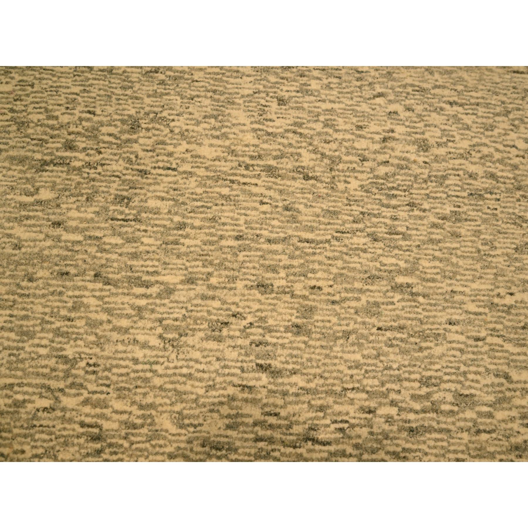 7'9"x9'7" Beige, Tone on Tone, Undyed Natural Wool, Grass Design, Hand Knotted, Oriental Rug Sh76183