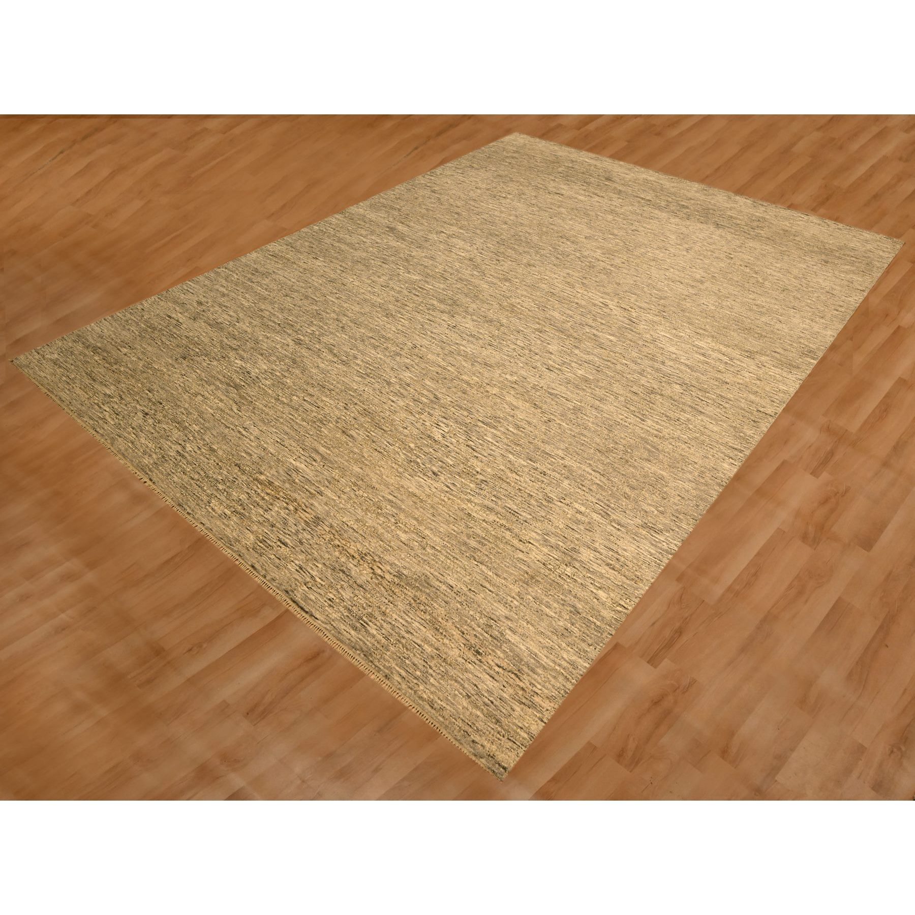 8'10"x11'10"  Khaki Brown, Plain Solid Design, Undyed Natural Wool, Tone on Tone, Hand Knotted, Oriental Rug Sh76185