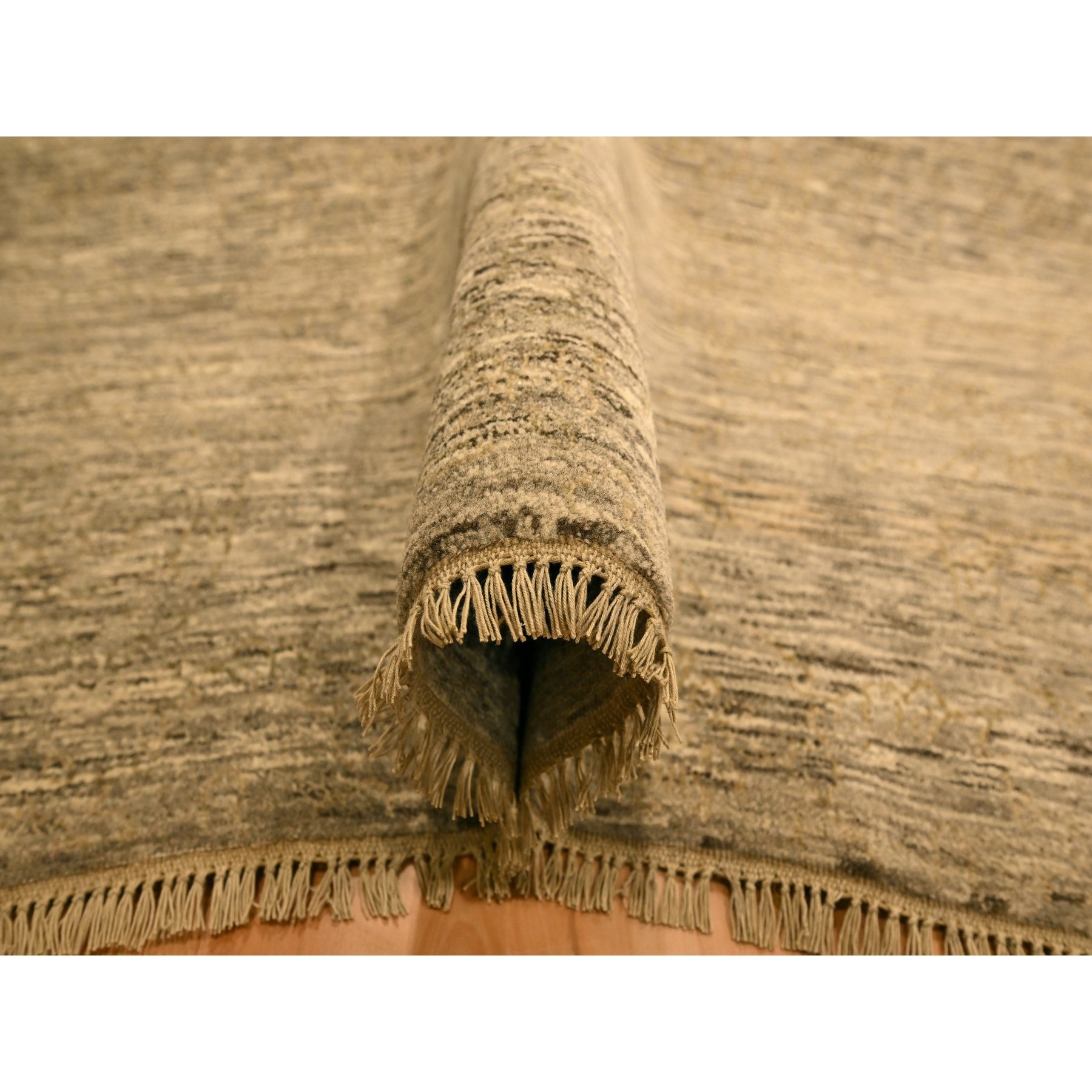 8'10"x11'10"  Khaki Brown, Plain Solid Design, Undyed Natural Wool, Tone on Tone, Hand Knotted, Oriental Rug Sh76185