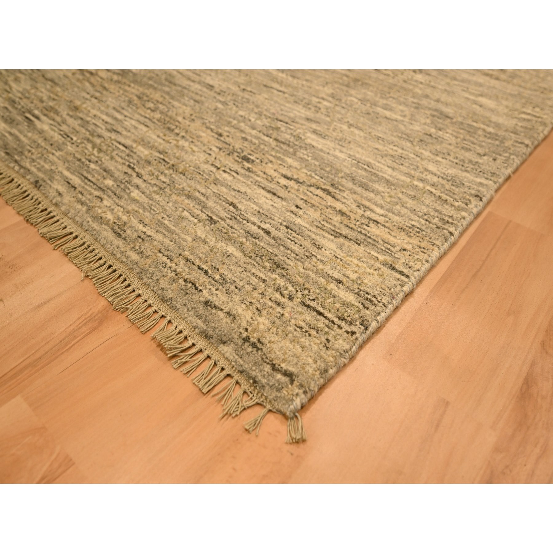 8'10"x11'10"  Khaki Brown, Plain Solid Design, Undyed Natural Wool, Tone on Tone, Hand Knotted, Oriental Rug Sh76185
