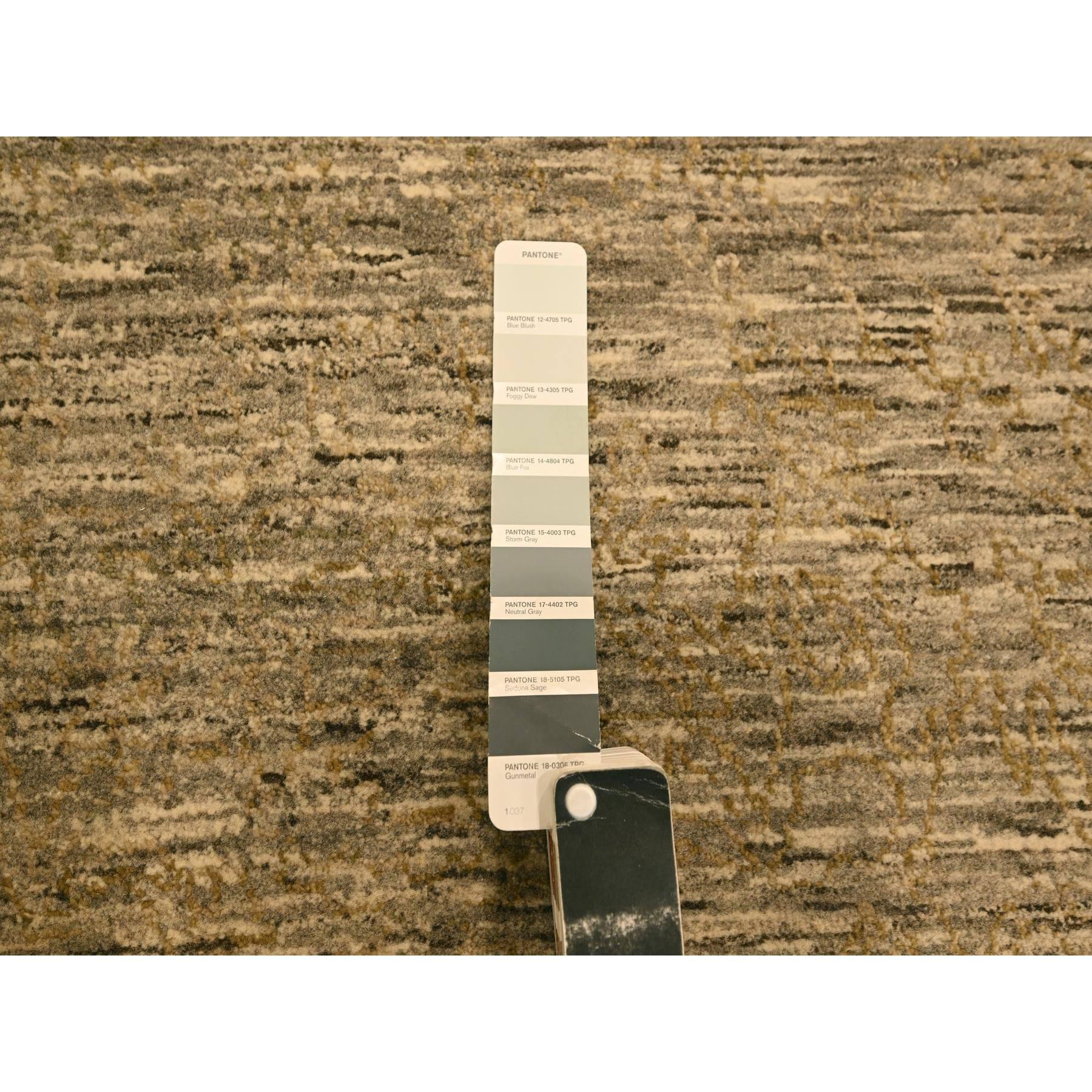 8'10"x11'10"  Khaki Brown, Plain Solid Design, Undyed Natural Wool, Tone on Tone, Hand Knotted, Oriental Rug Sh76185