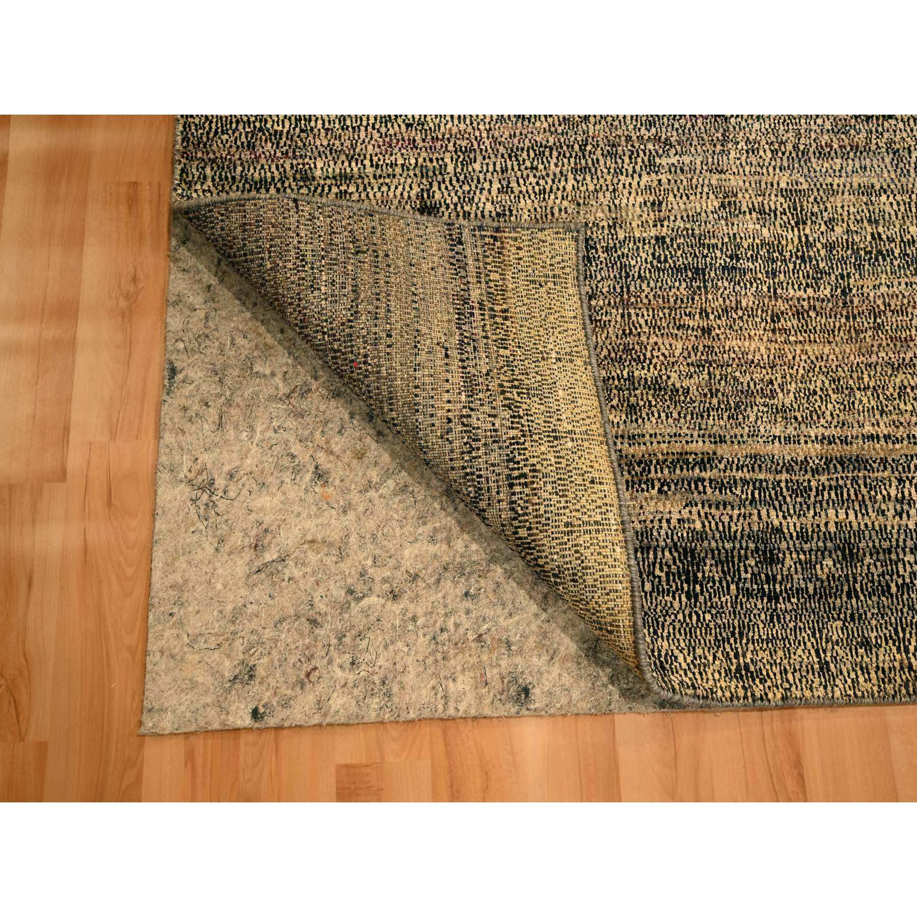 8'x10'2" Beaver Brown, Obscured Pattern Grass Design, Sari Silk, Hand Knotted, Oriental Rug Sh76186