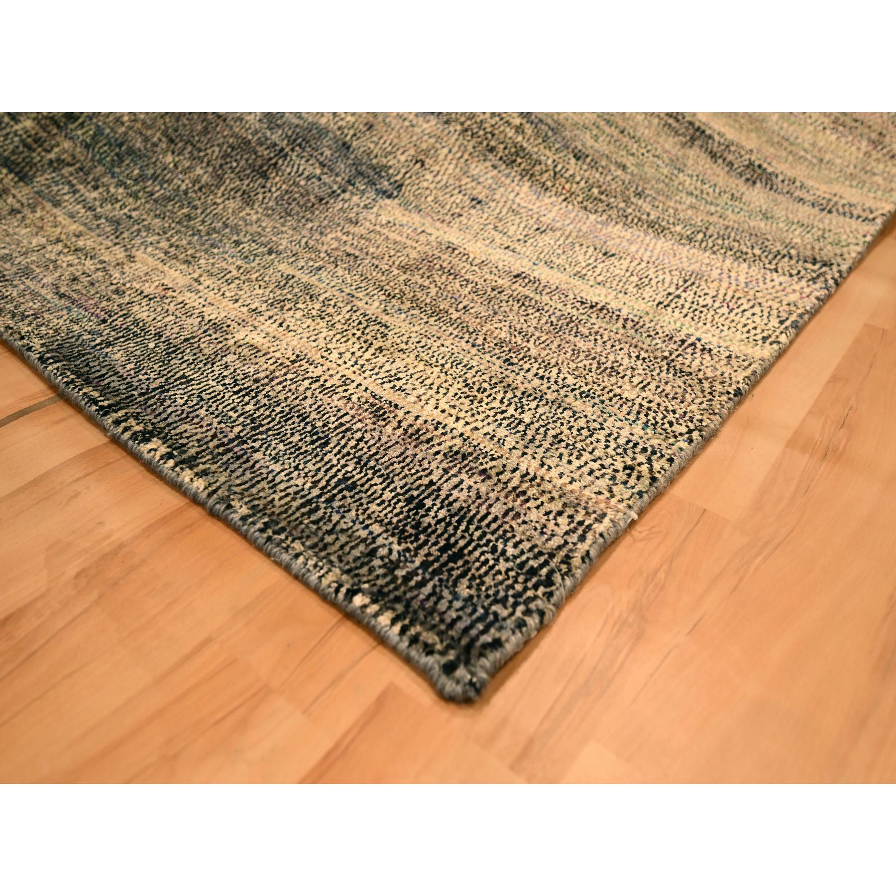 8'x10'2" Beaver Brown, Obscured Pattern Grass Design, Sari Silk, Hand Knotted, Oriental Rug Sh76186