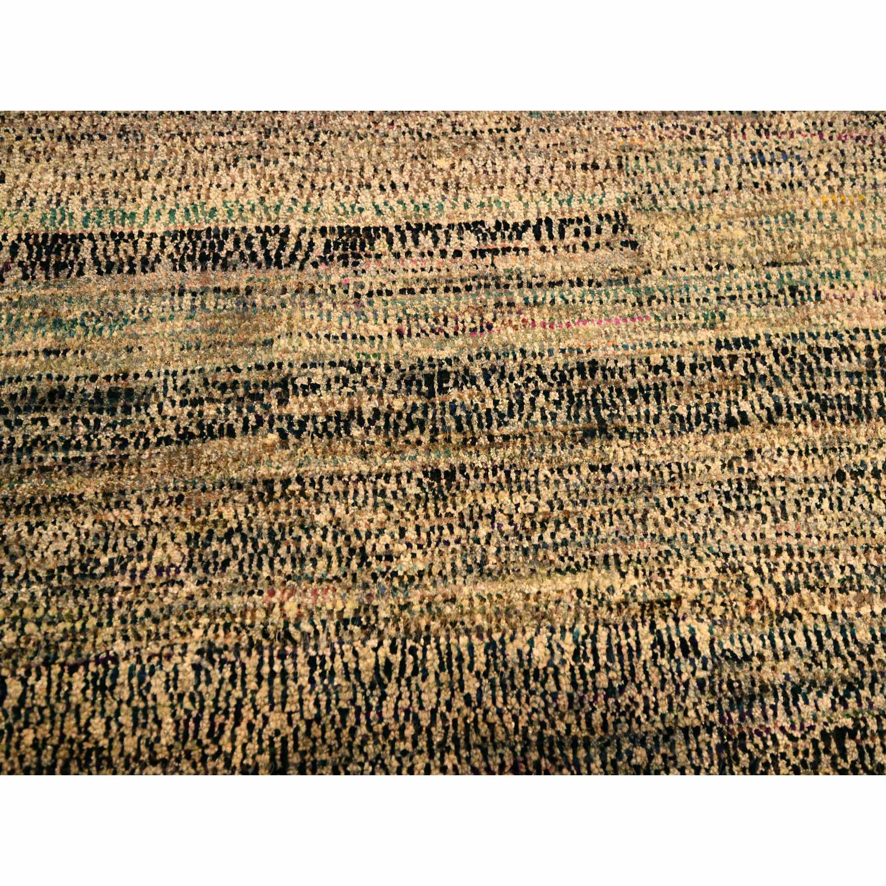 8'x10'2" Beaver Brown, Obscured Pattern Grass Design, Sari Silk, Hand Knotted, Oriental Rug Sh76186